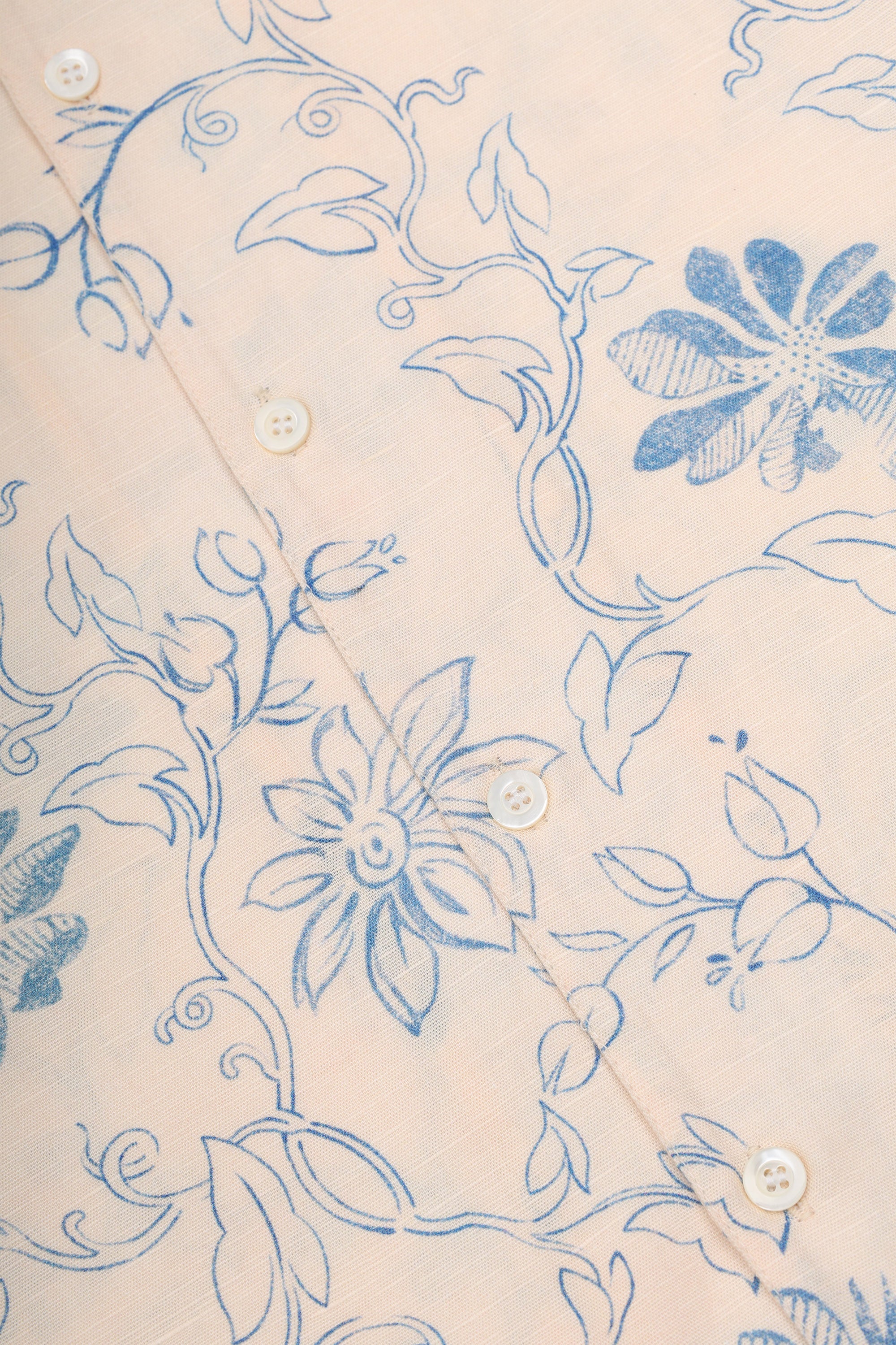 Vintage Blue Floral sketch Shirt