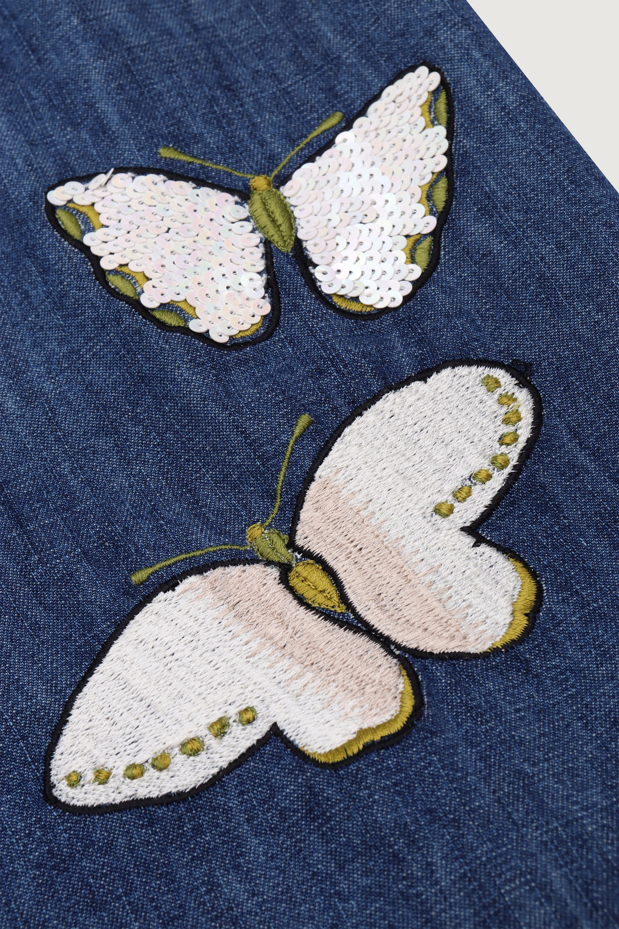 "Butterflies" embroidered denim shirt