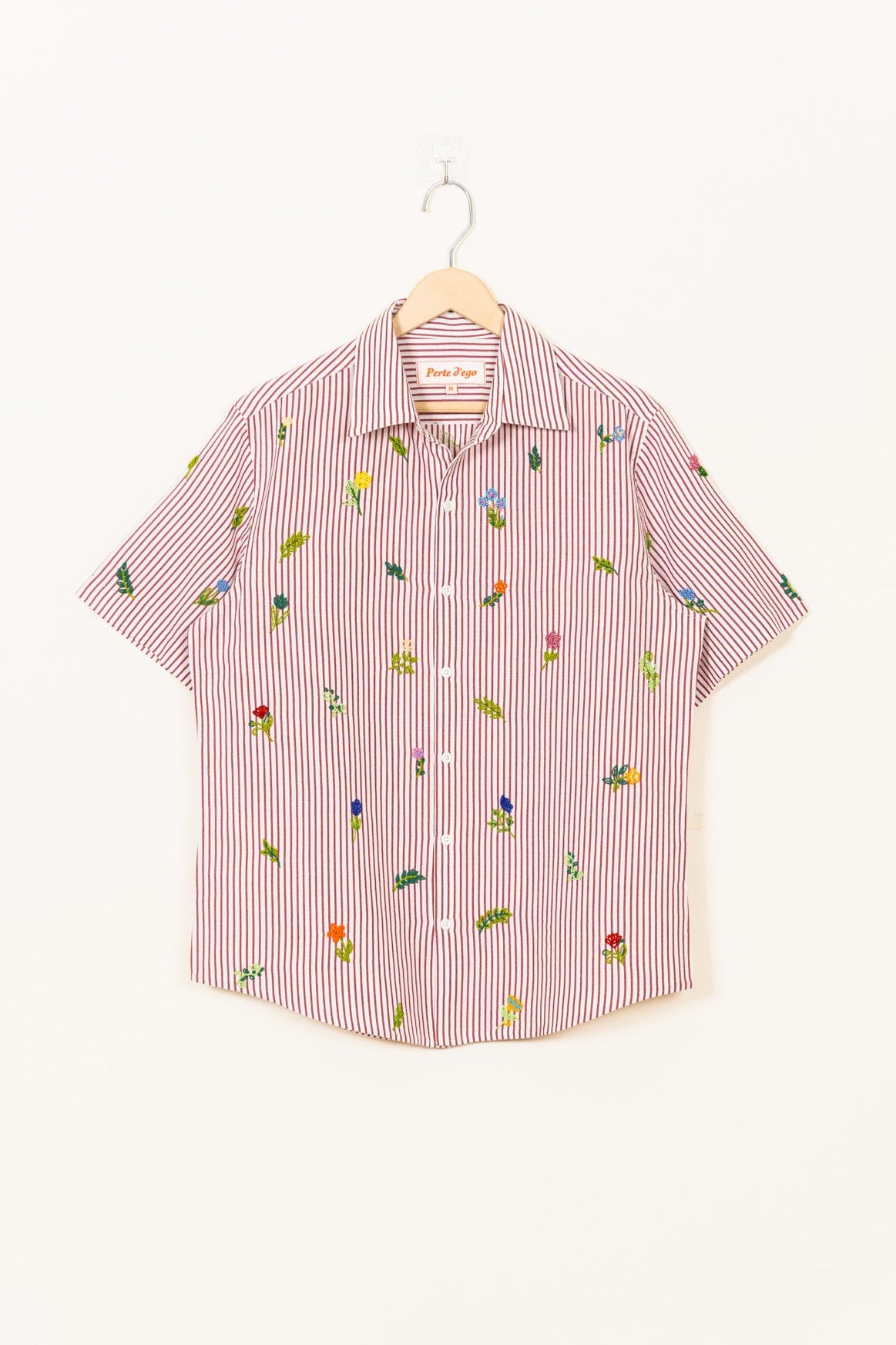 "Floral stripes" hand embroidered Shirt