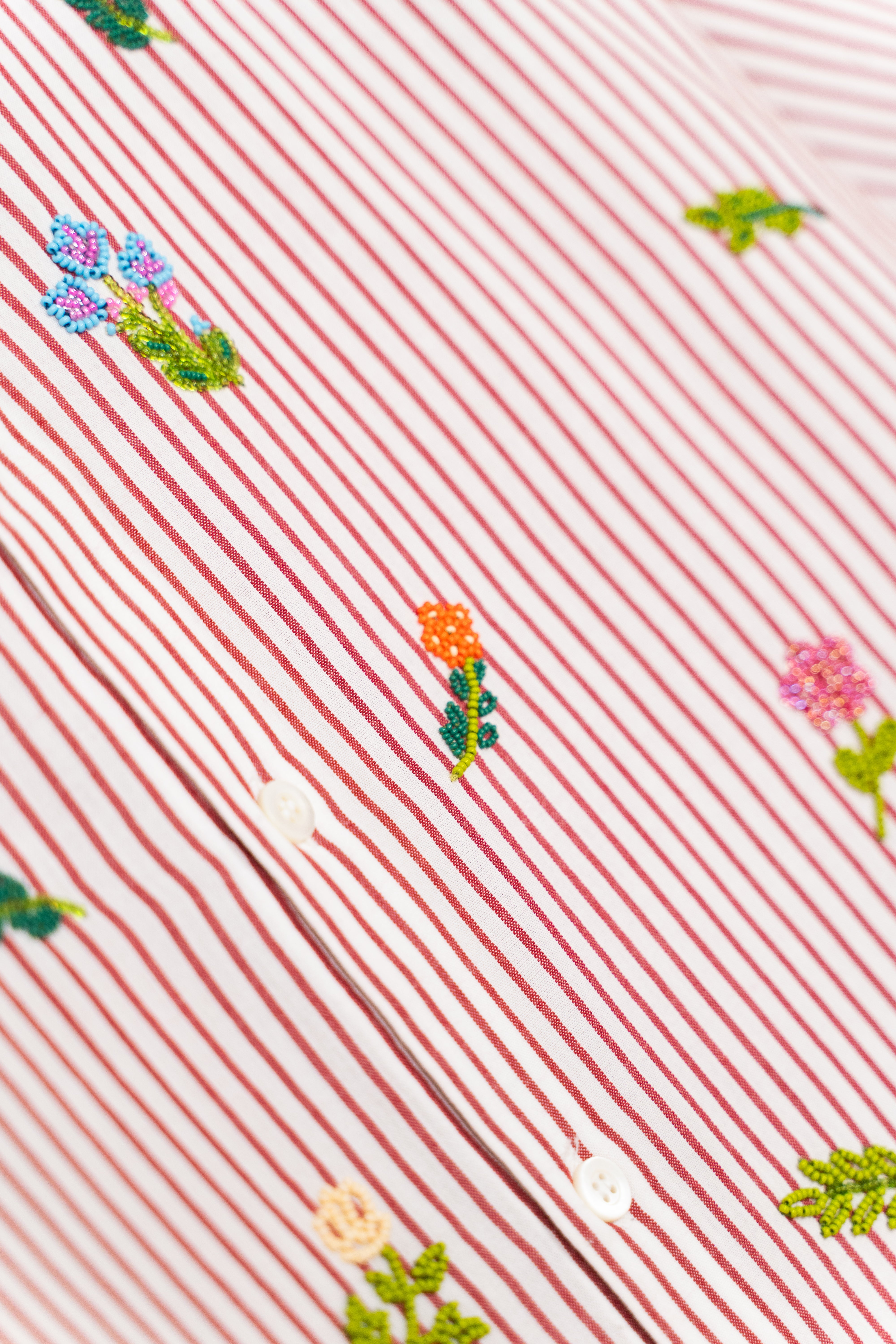 "Floral stripes" hand embroidered Shirt