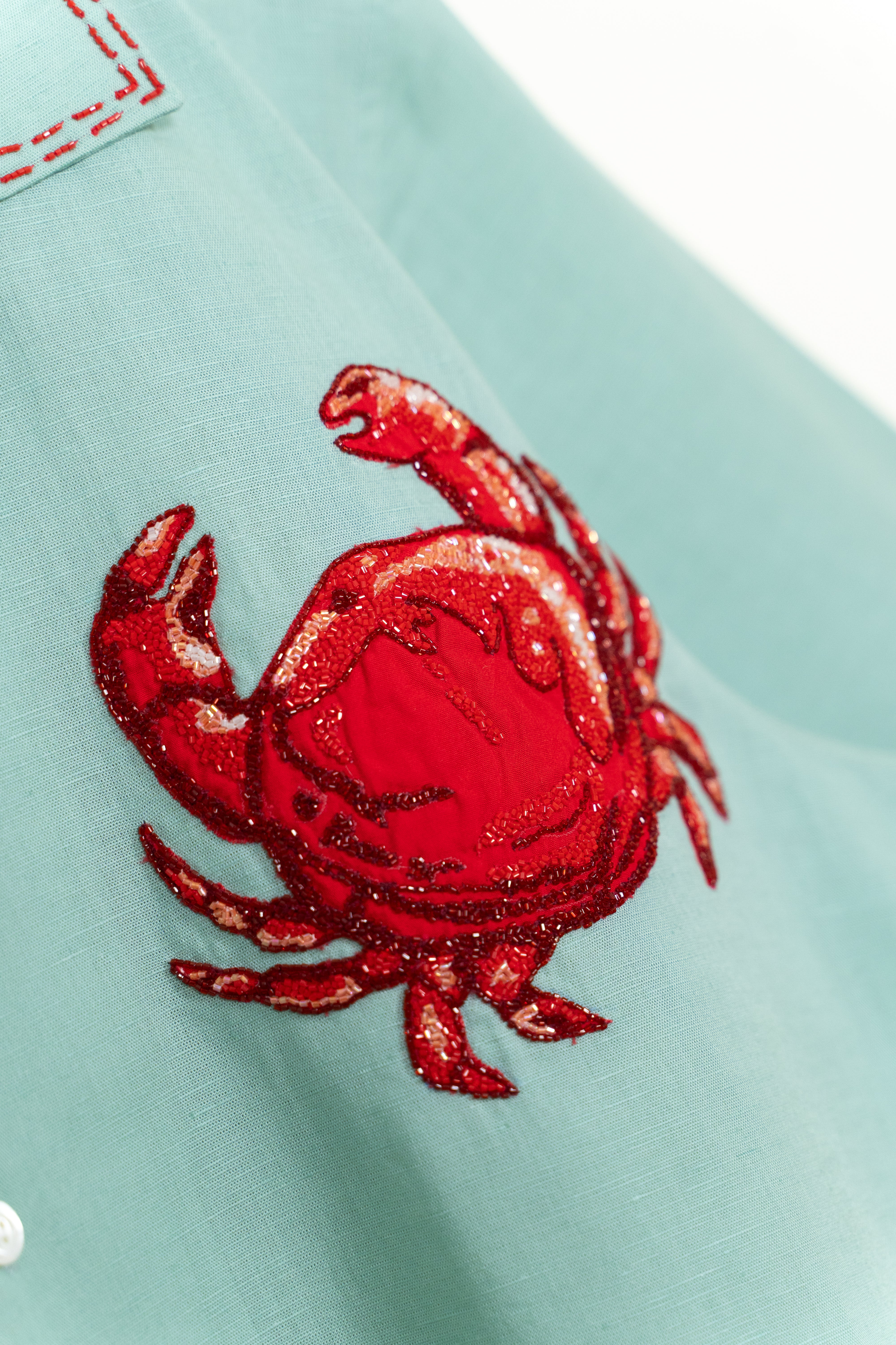 "Le crab" hand embroidered Shirt