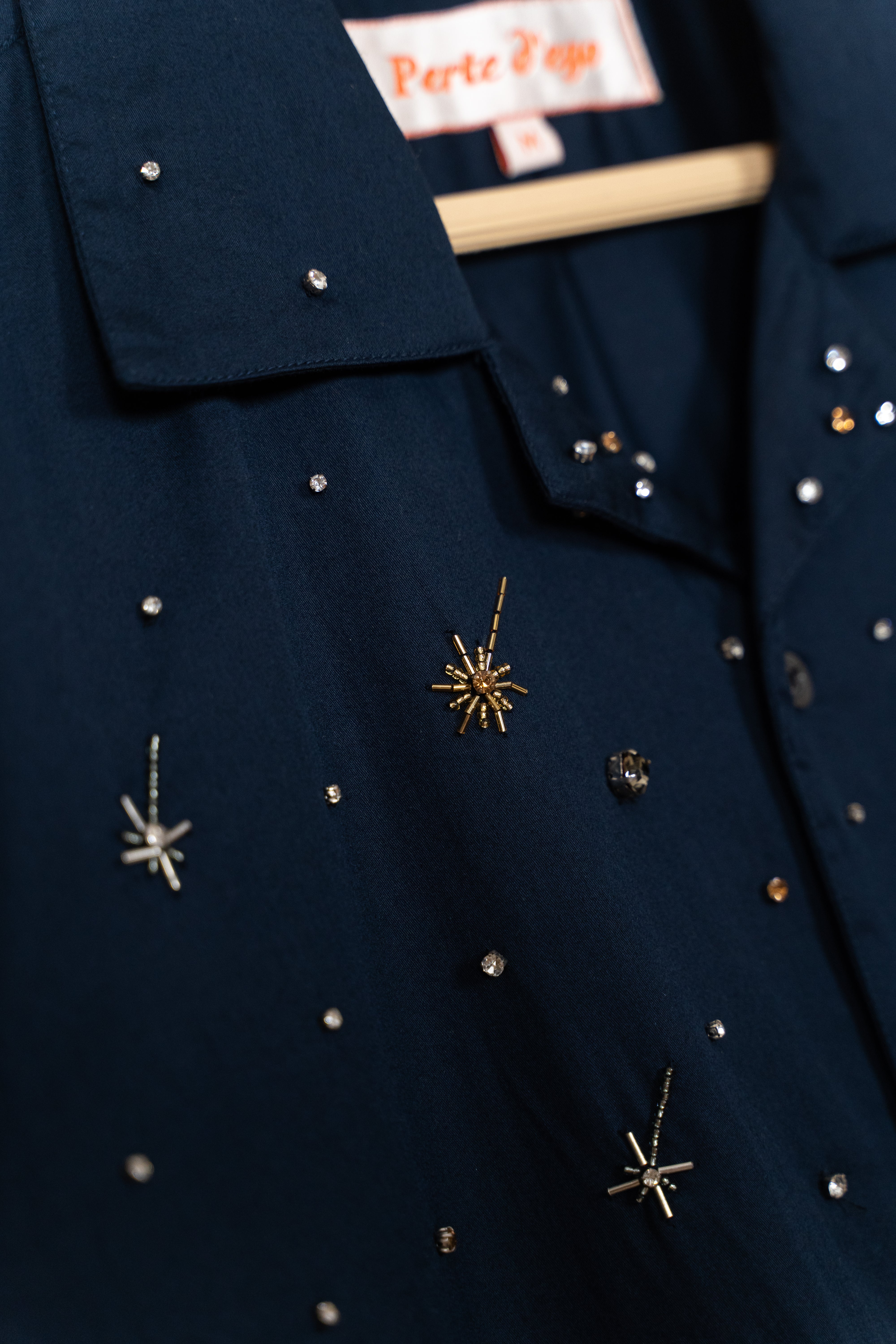 "Night sky" hand embroidered Shirt