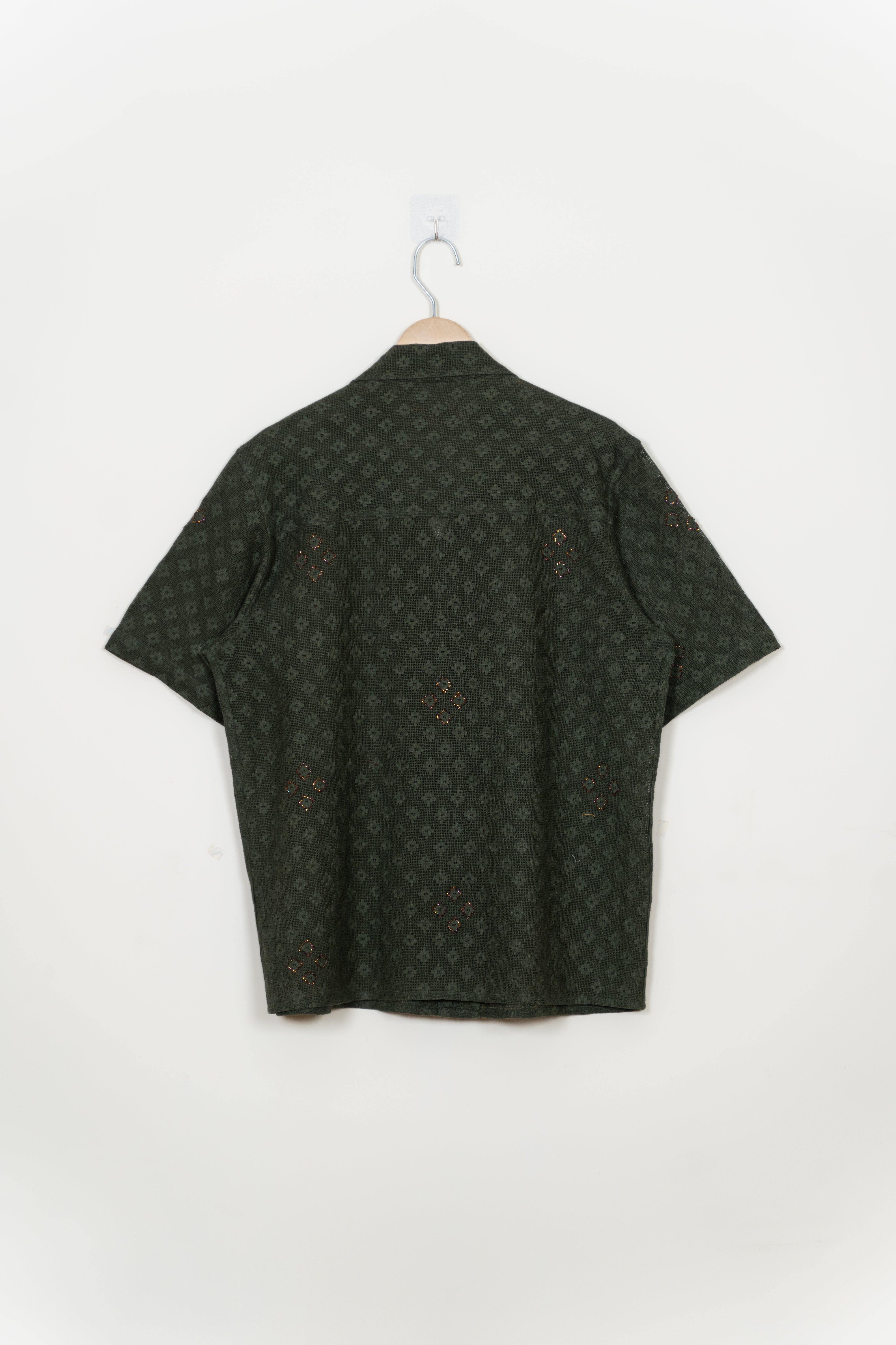 Olive embellished lace shirt
