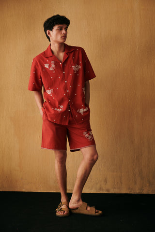"Afternoon in Tuscany" embroidered shorts