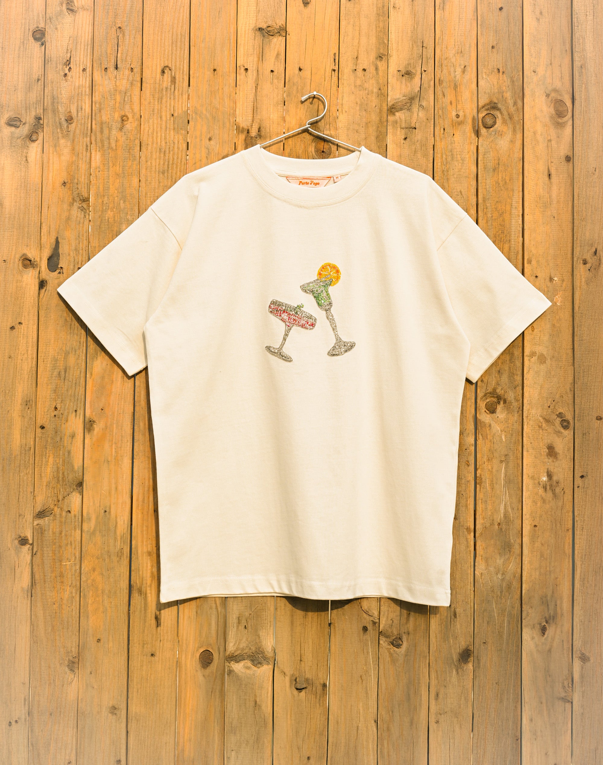 "Happy Hour" hand embroidered T-Shirt