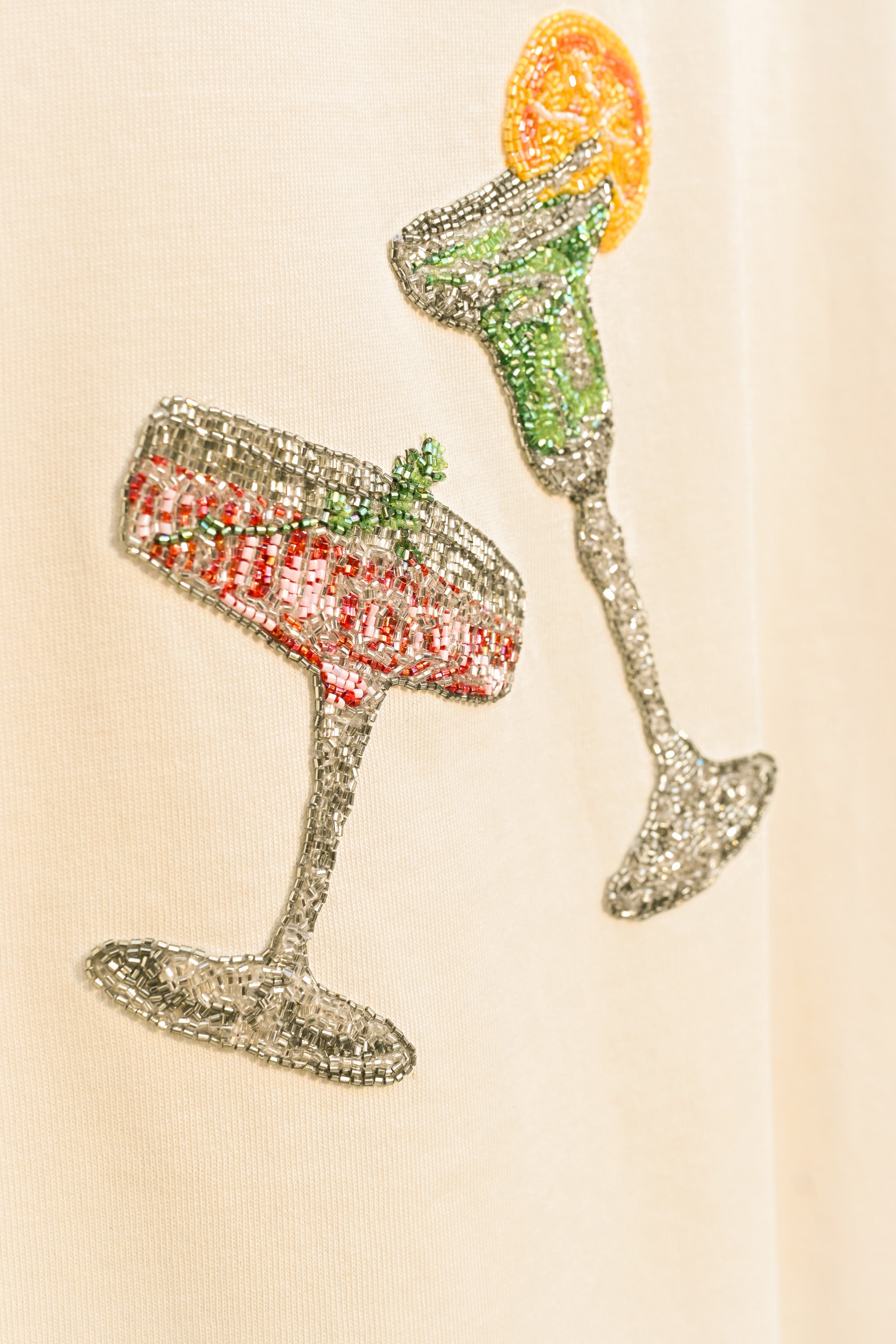 "Happy Hour" hand embroidered T-Shirt