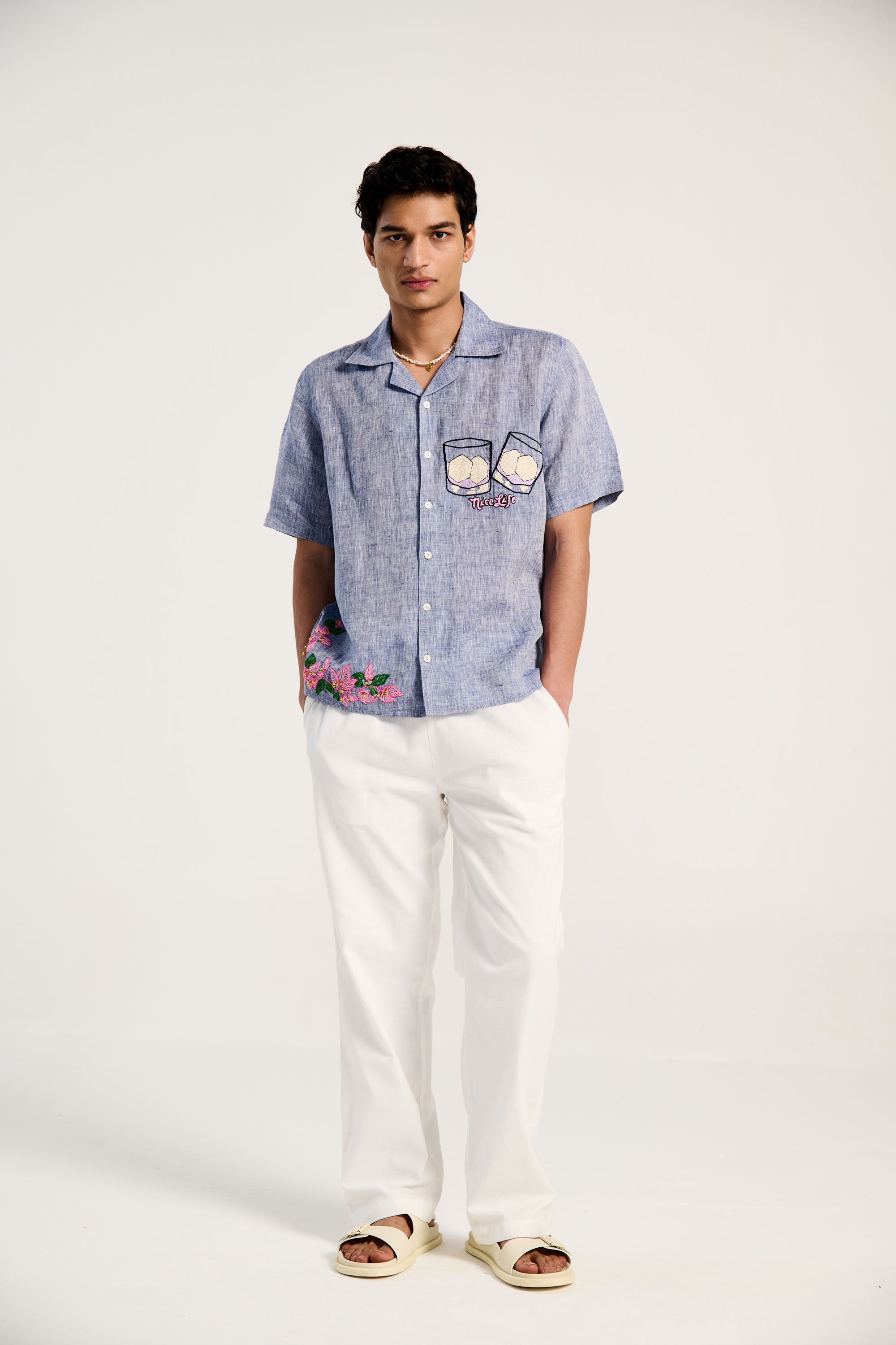 sachin and babi light blue dress Embroidered Retro Western Shirt main image 1