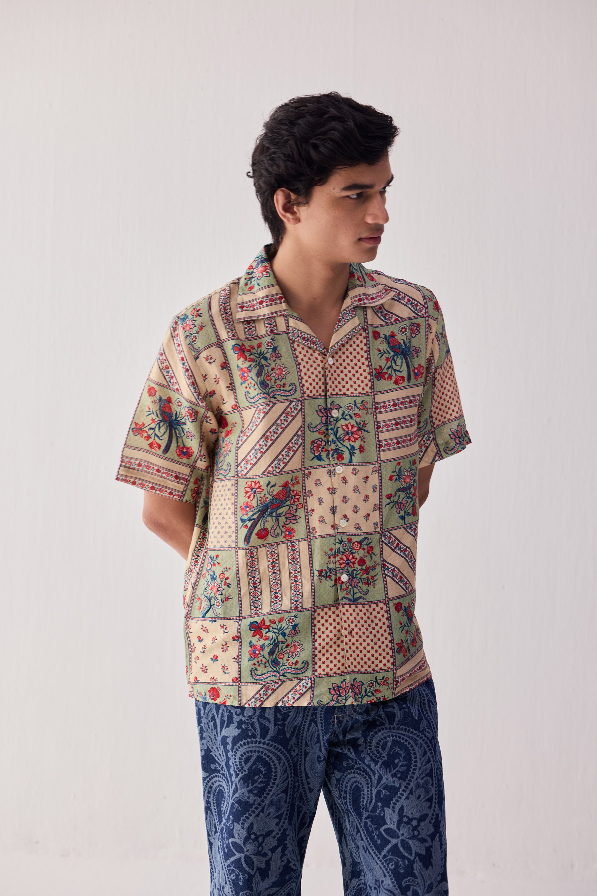 "Le Corsica" patchwork print shirt