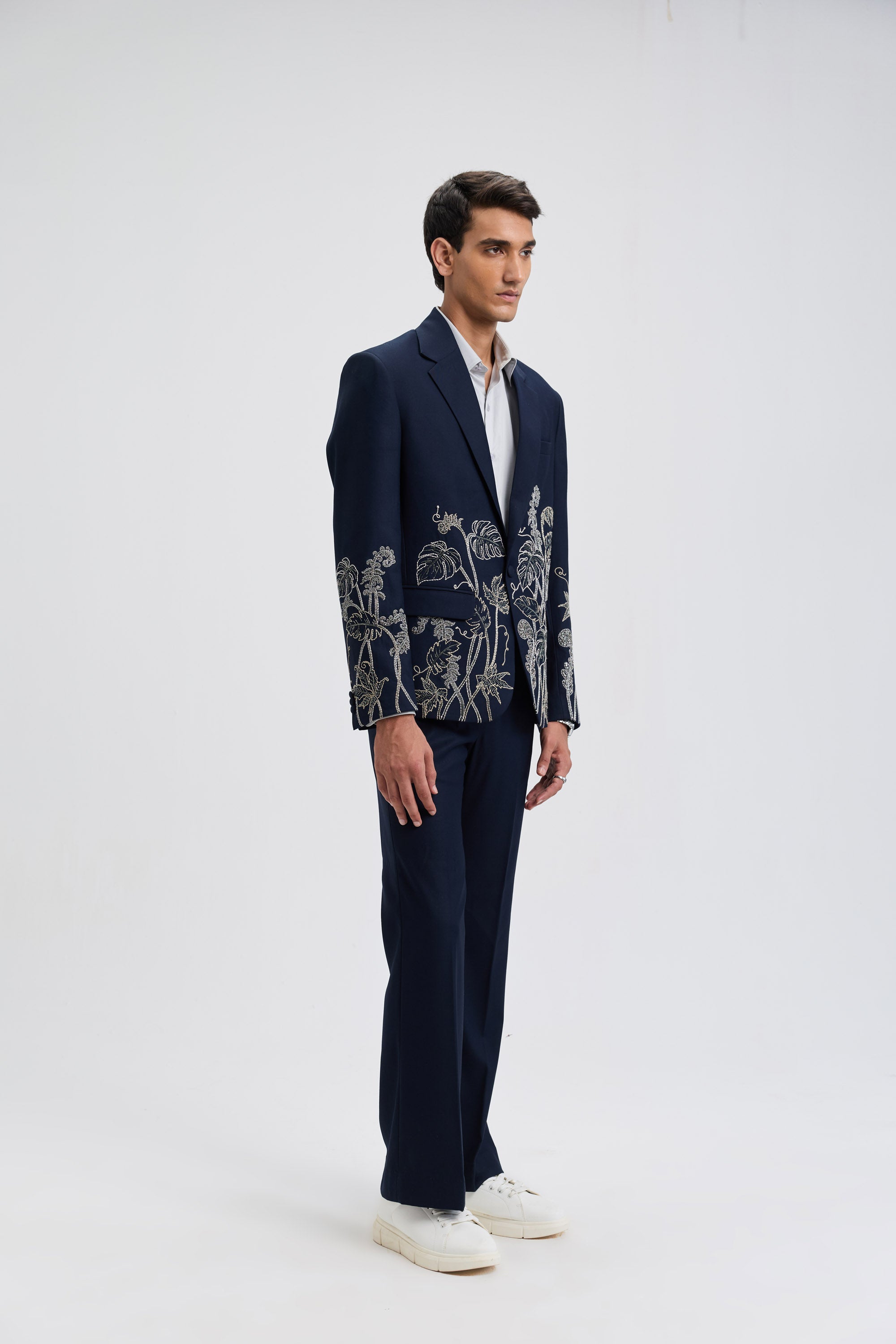 "Celestial Vines" hand embroidered blazer