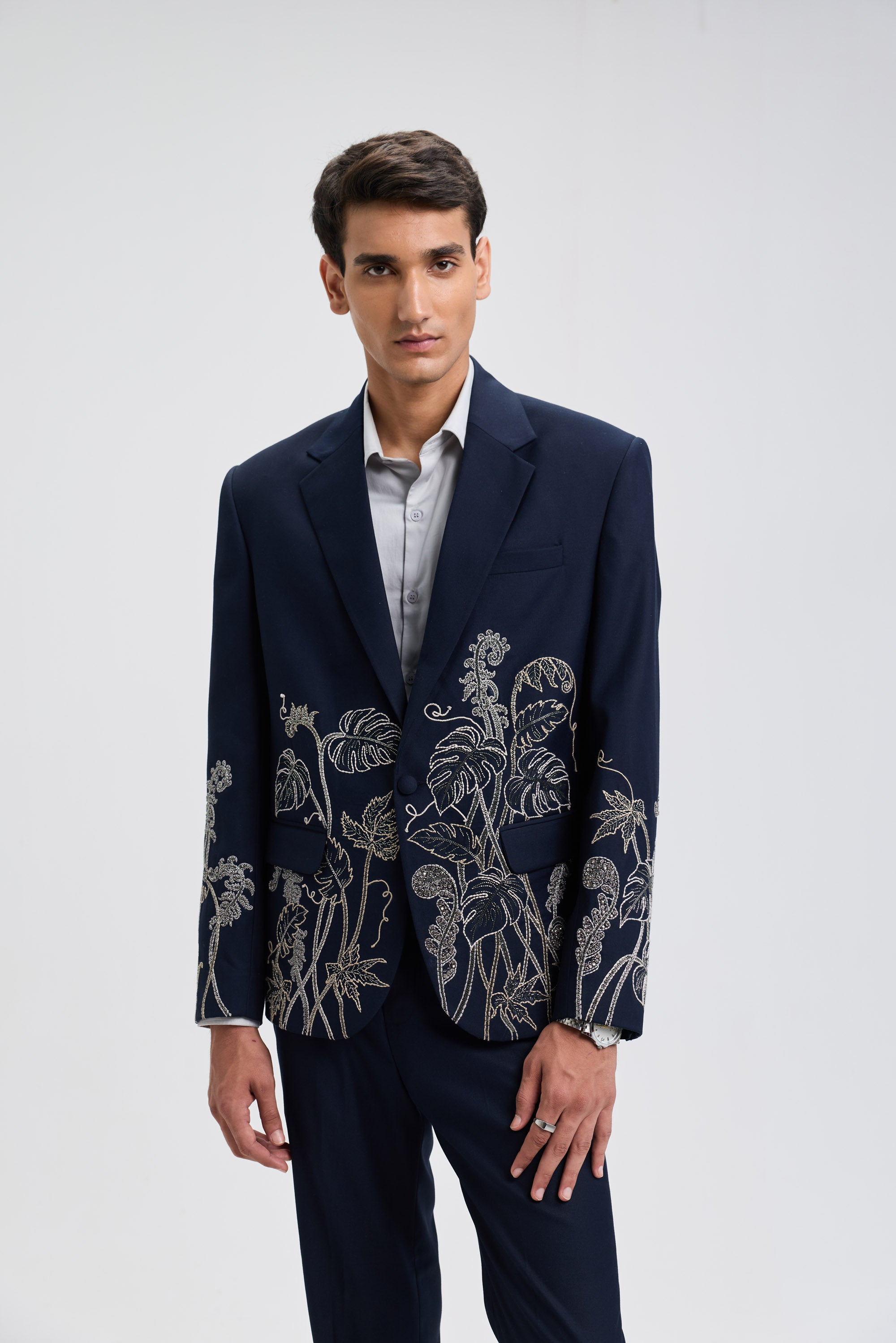 "Celestial Vines" hand embroidered blazer