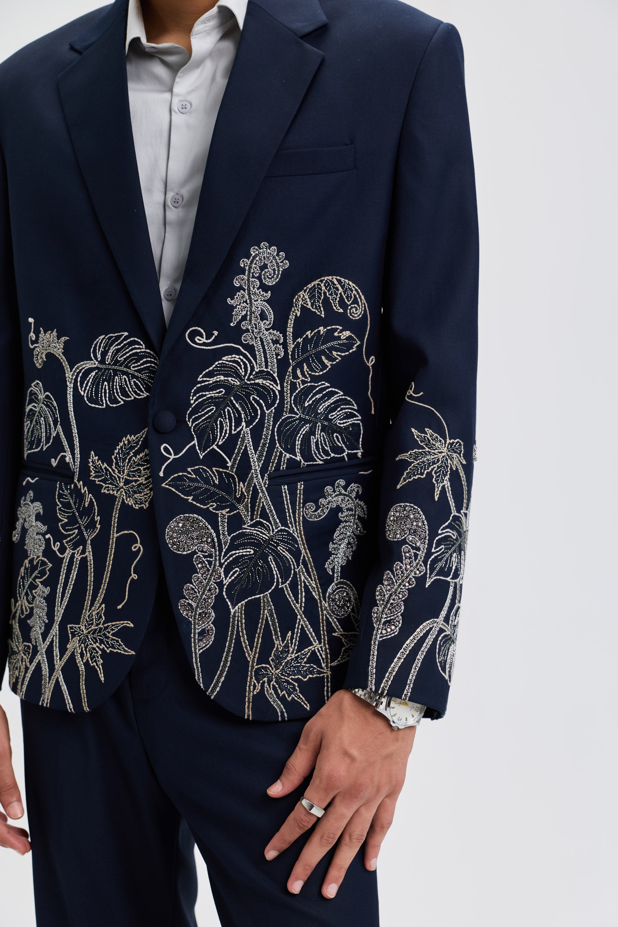 "Celestial Vines" hand embroidered blazer