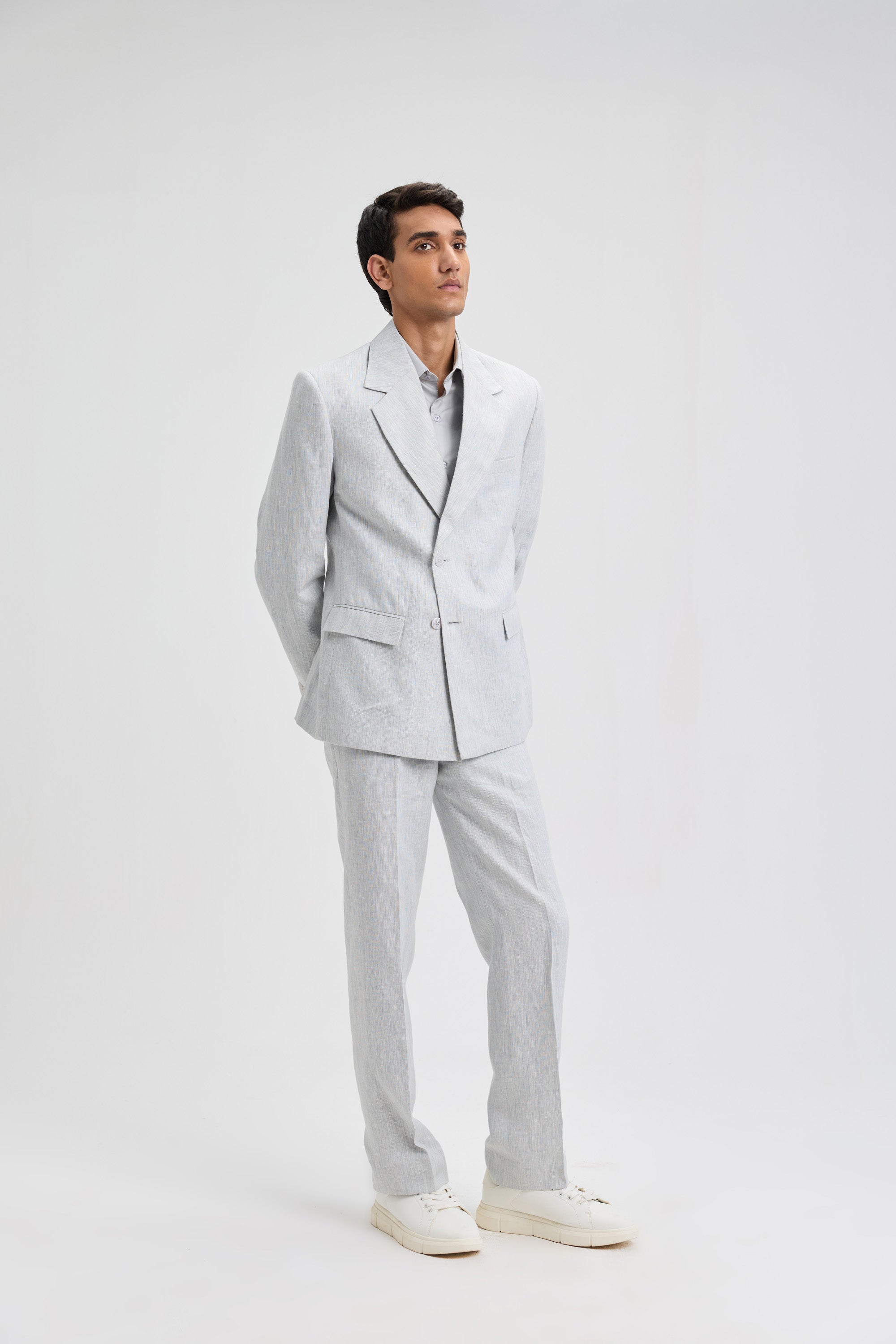 Light Grey Tailored Linen Pants