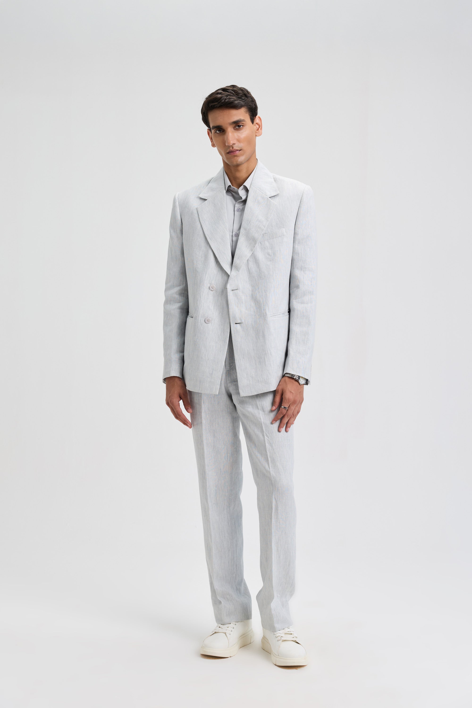 Light Grey Tailored Linen Pants