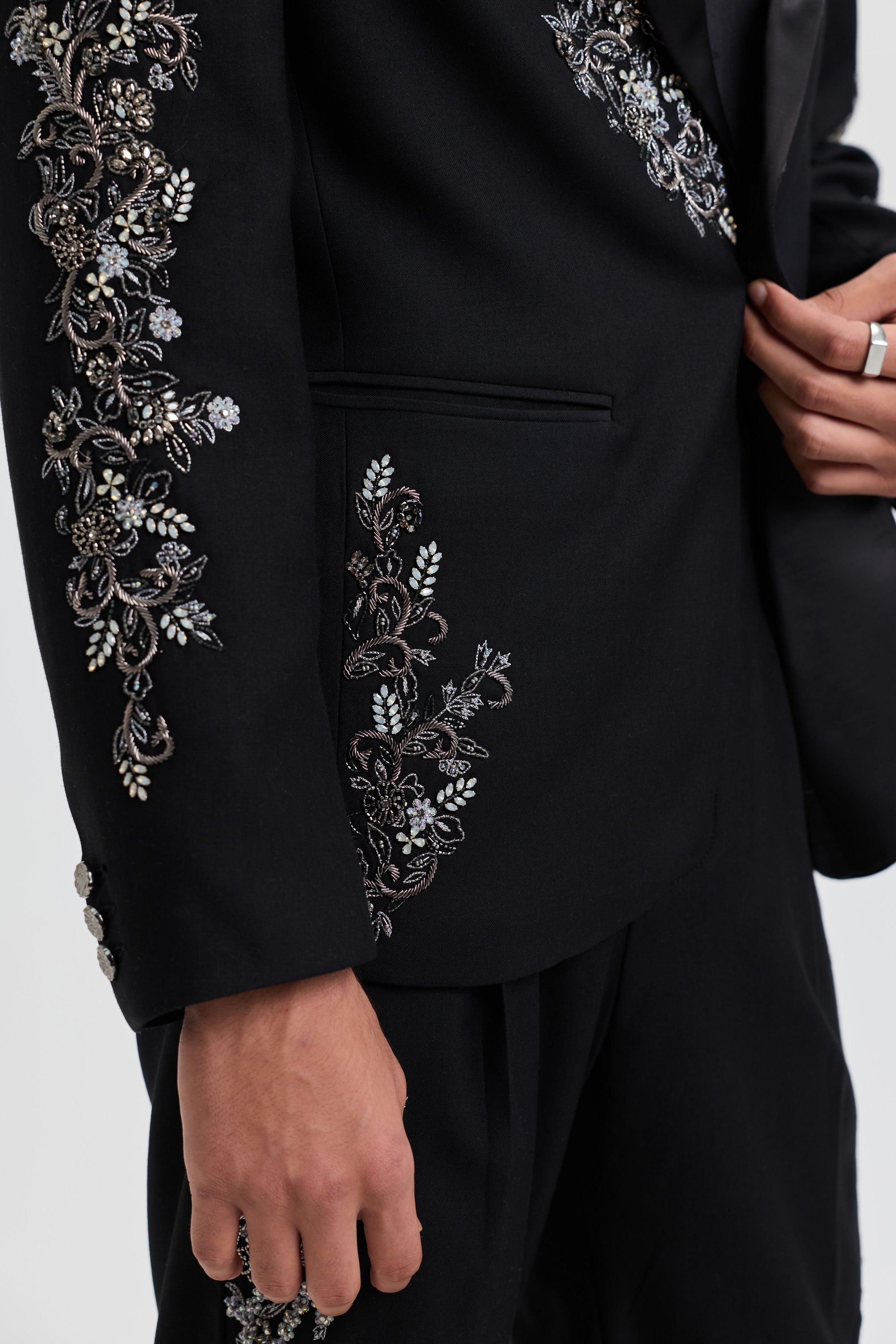 "Midnight in Paris" Hand Embroidered Blazer