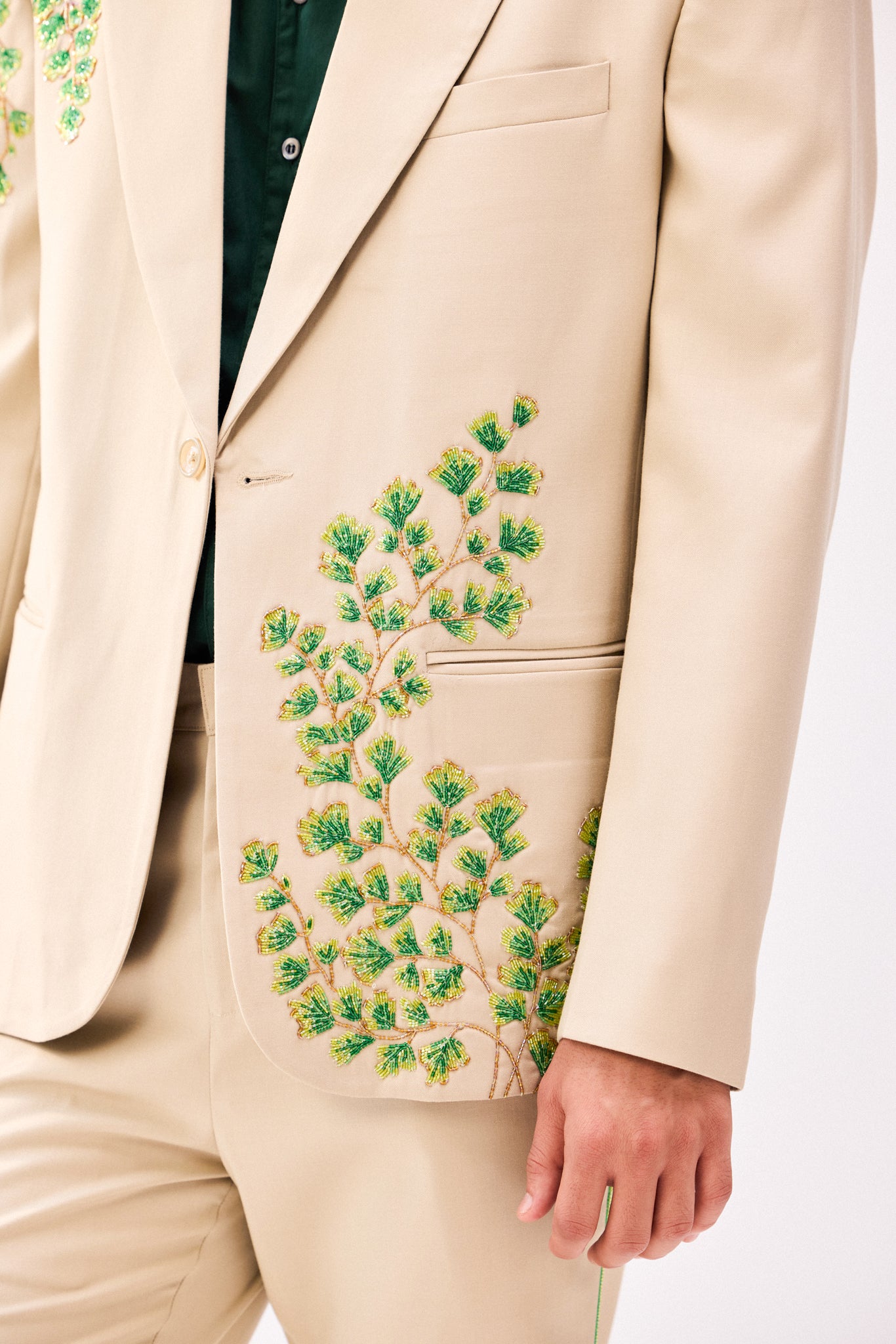 Botanical hand embroidered blazer