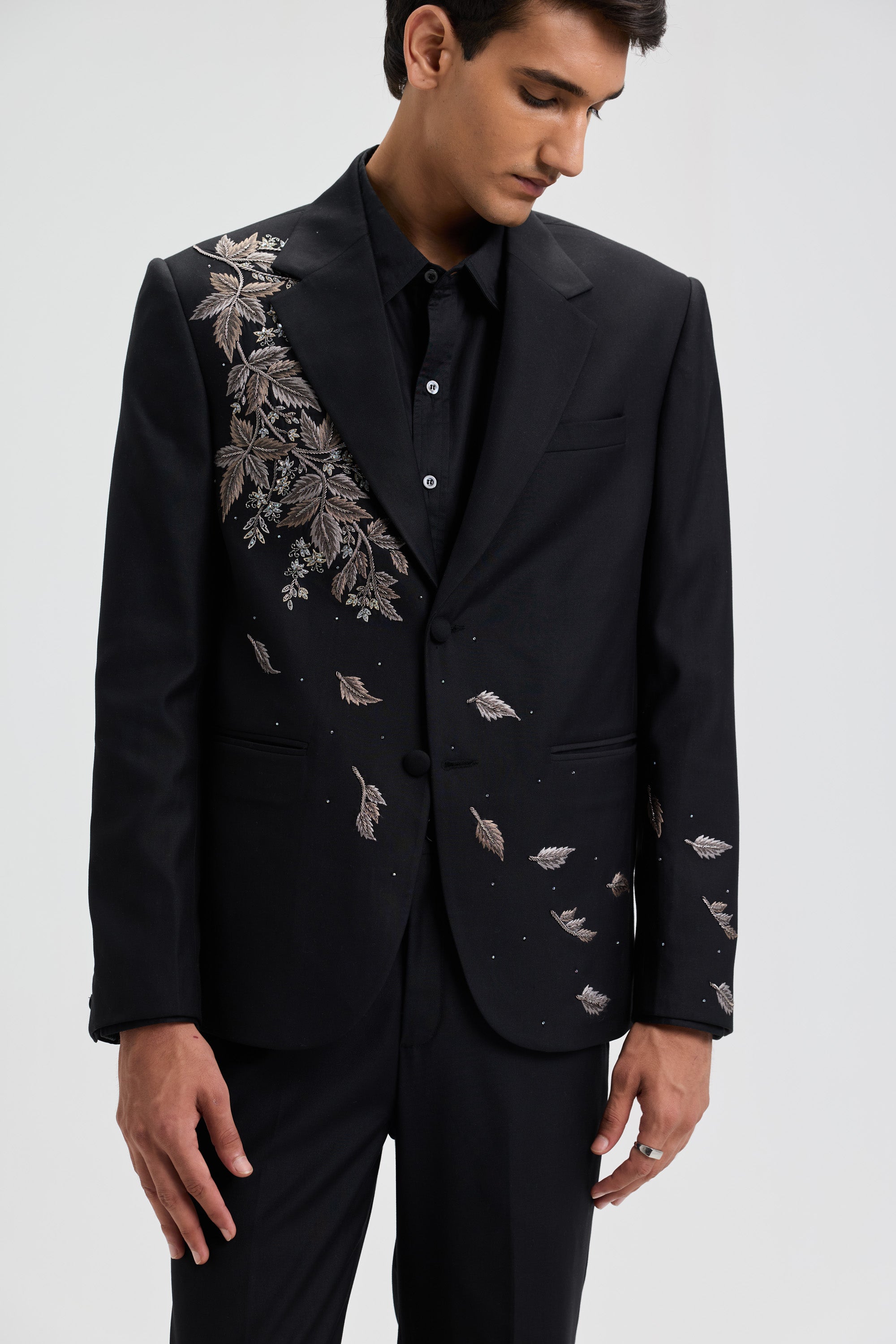 Moonlit Vine Hand embroidered Blazer