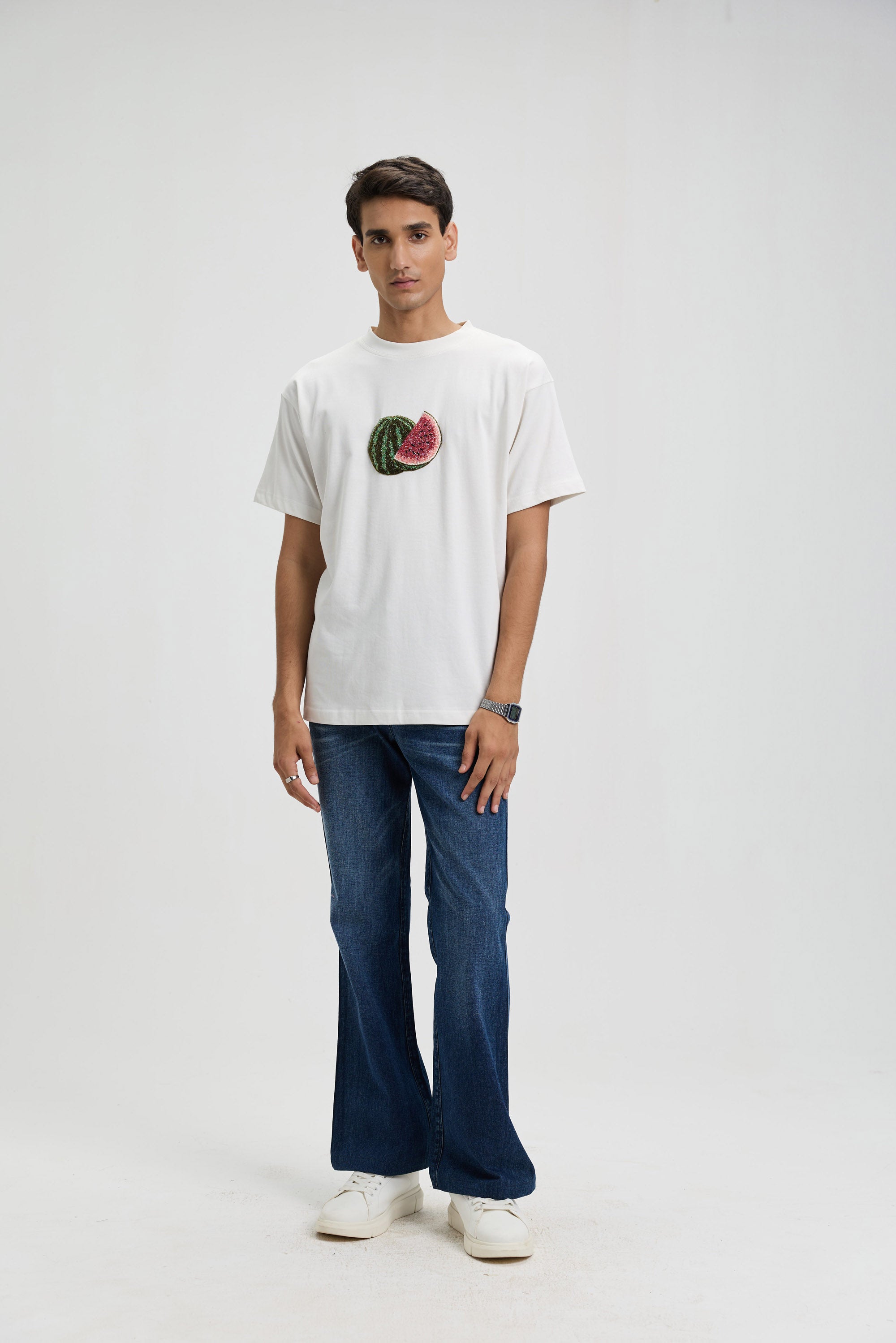 "Le Watermelon" hand embroidered T-Shirt