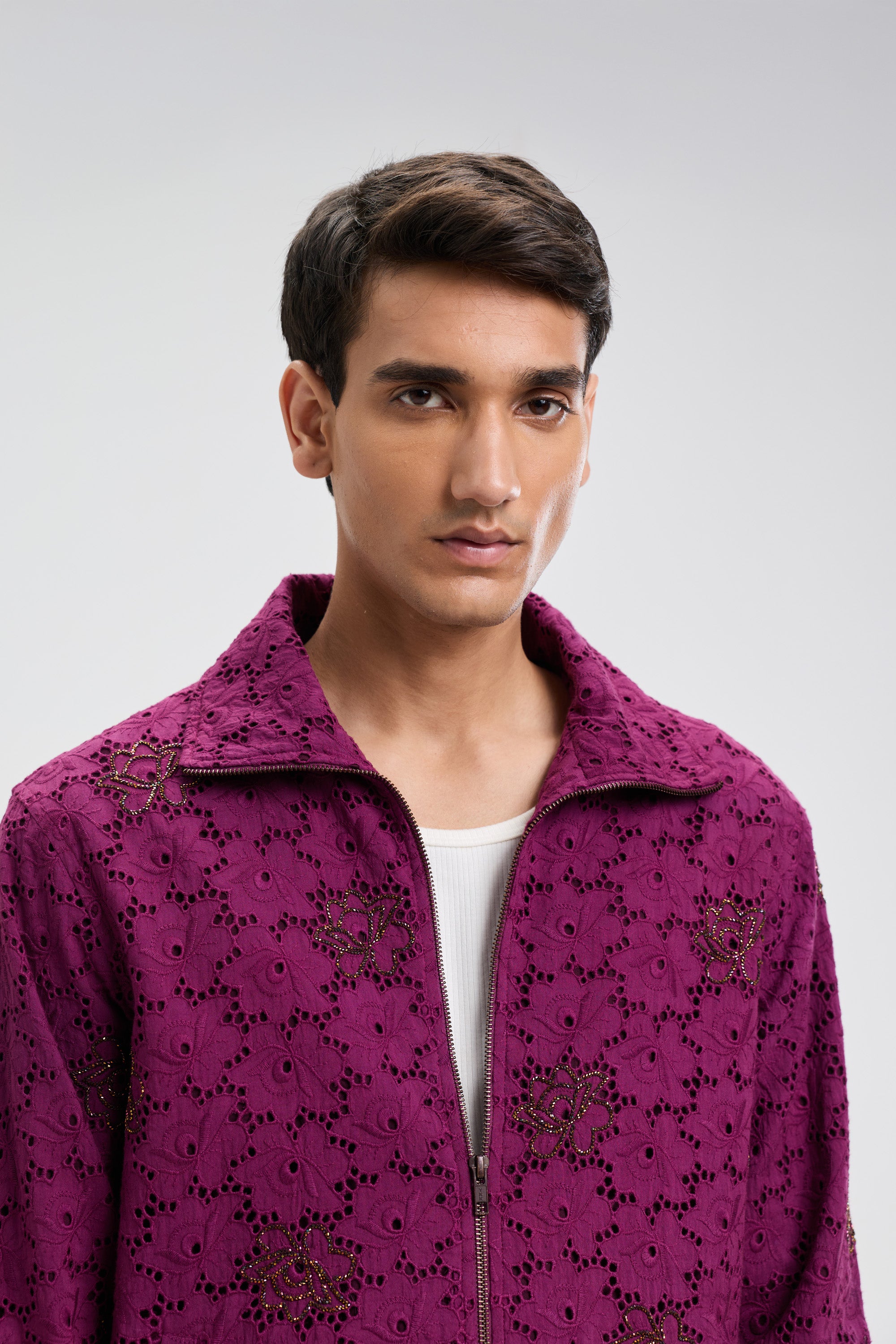 "Le Vienna" hand embellished zip up jacket