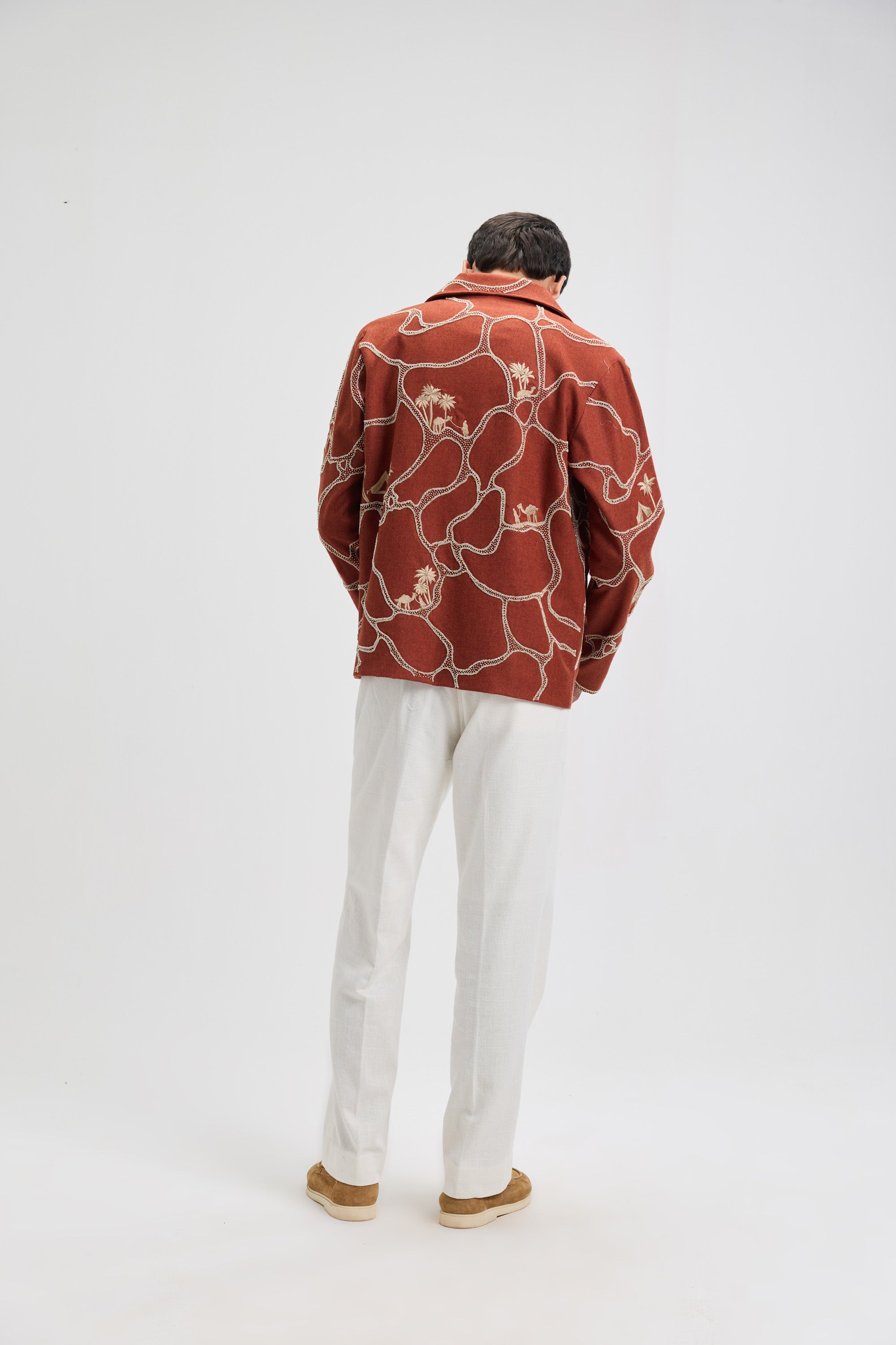 "Oasis Wanderer” hand embroidered wool Jacket