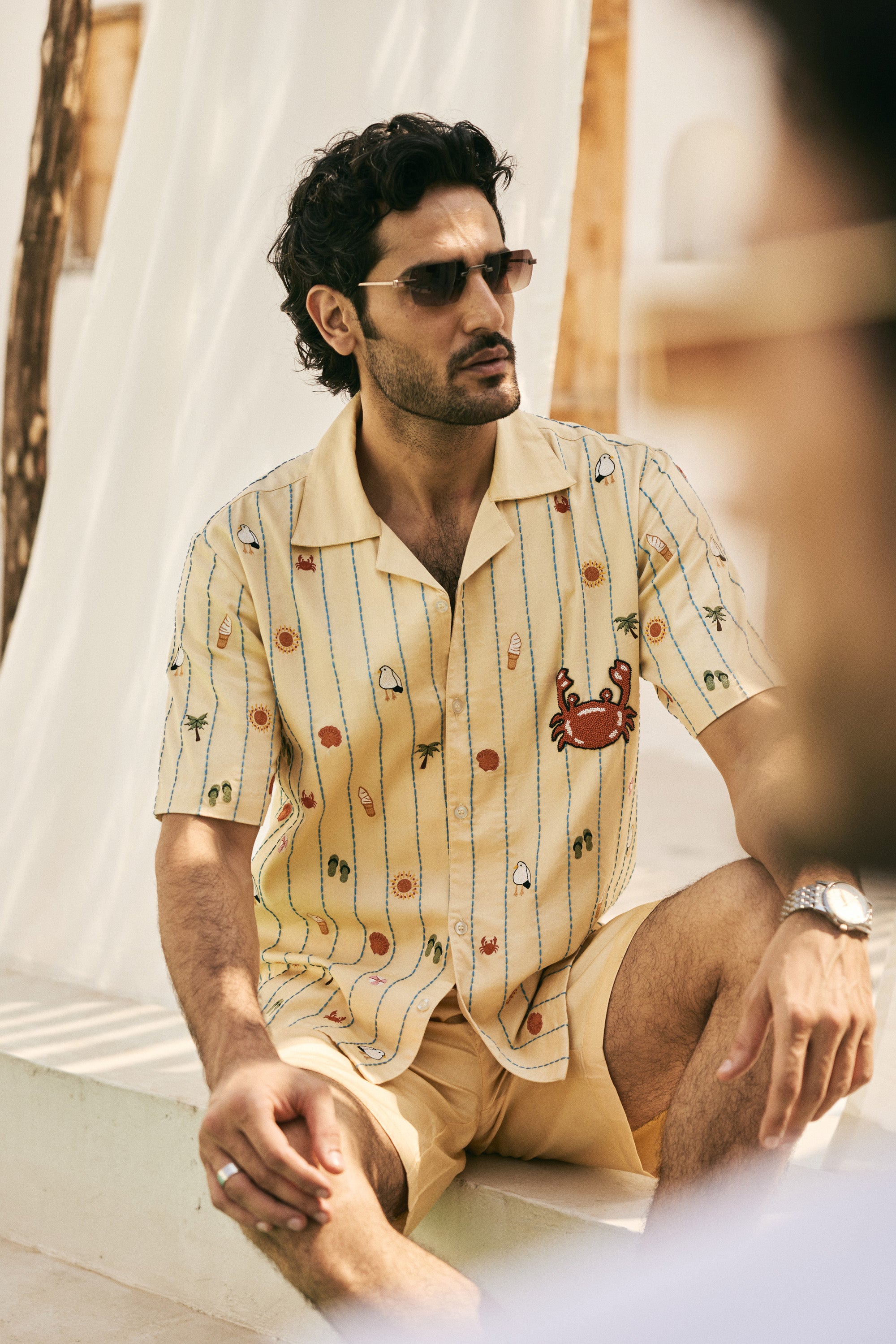 "An Afternoon in Riviera" embroidered shirt