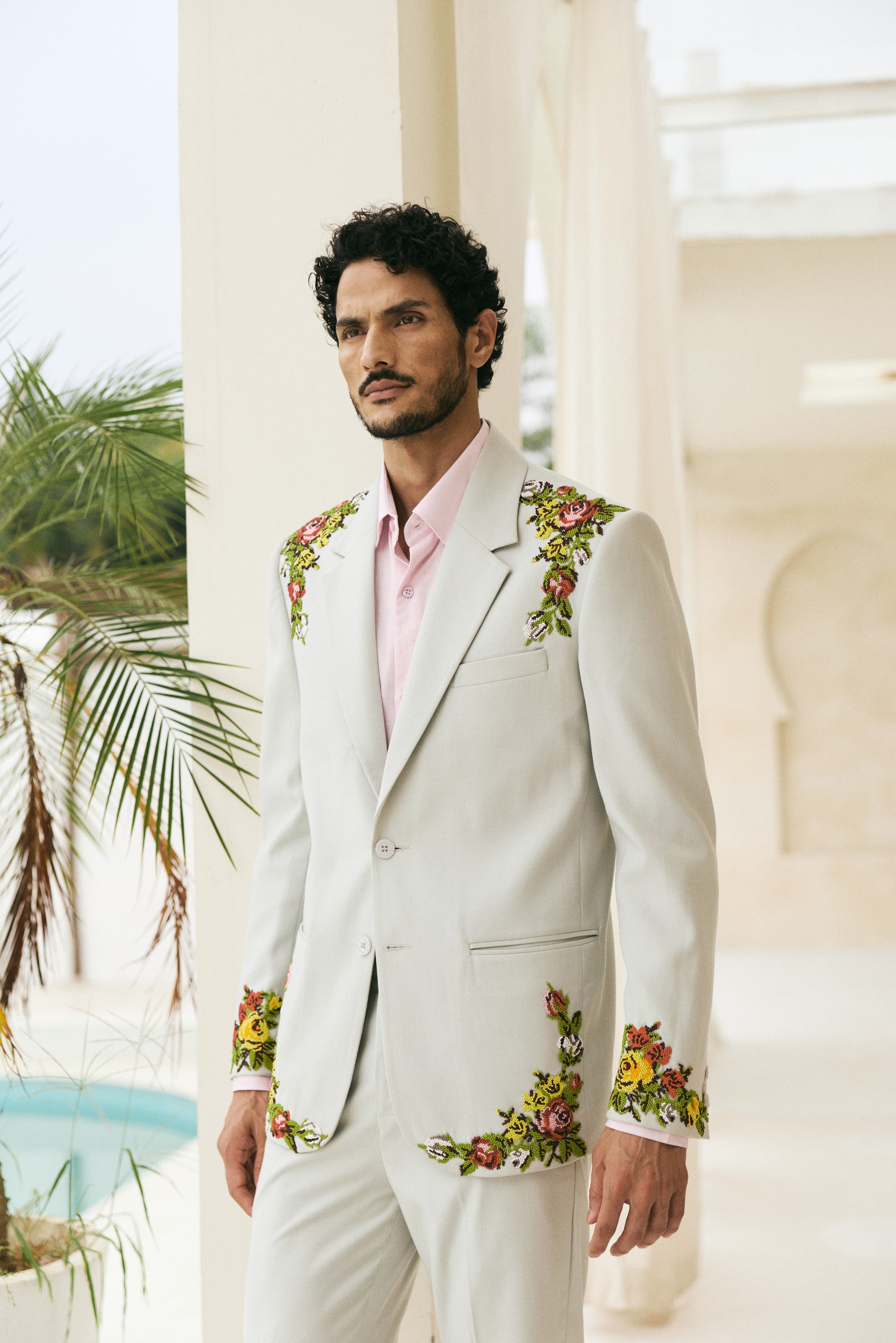 "Versailles Garden" hand embroidered blazer