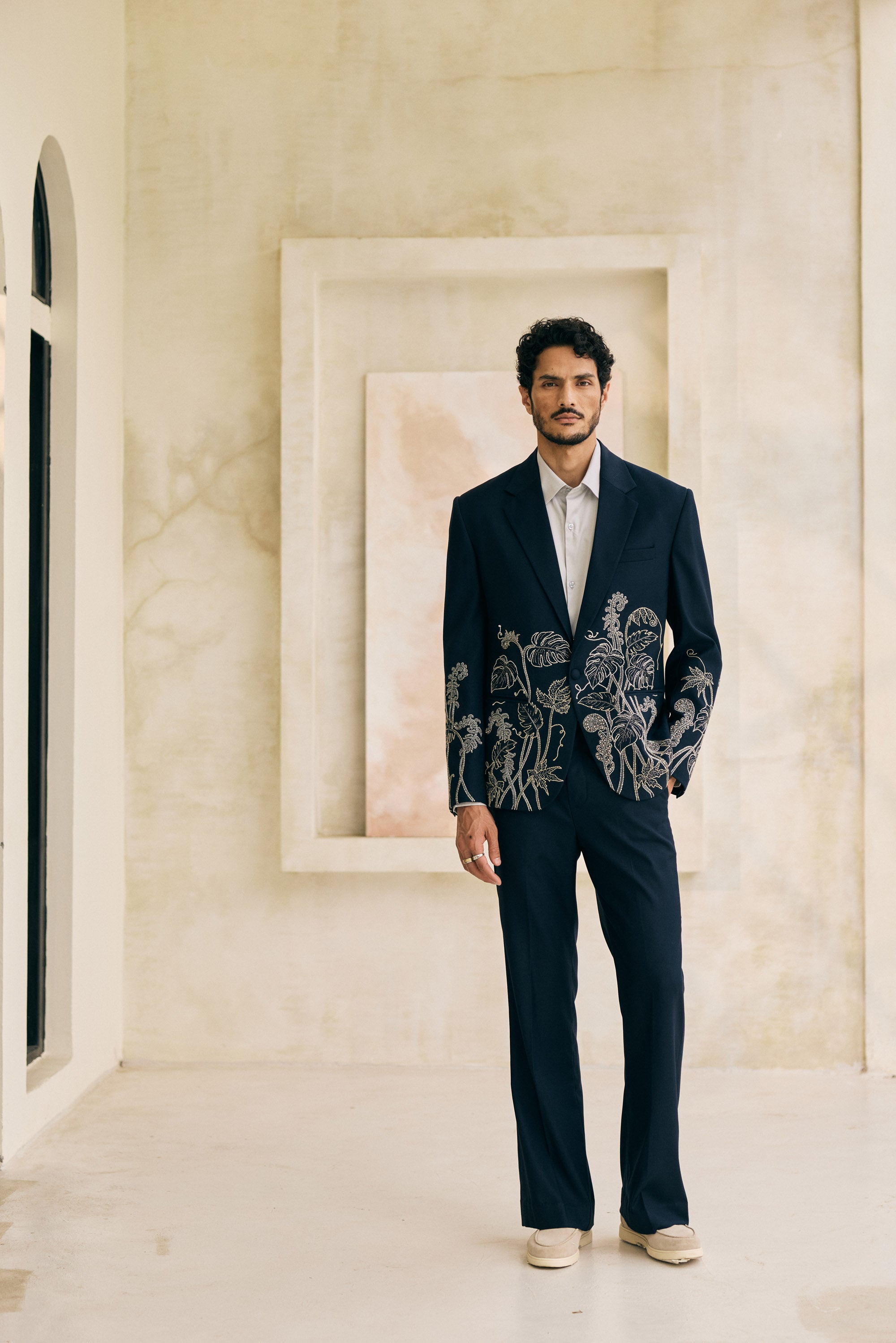 "Celestial Vines" hand embroidered blazer