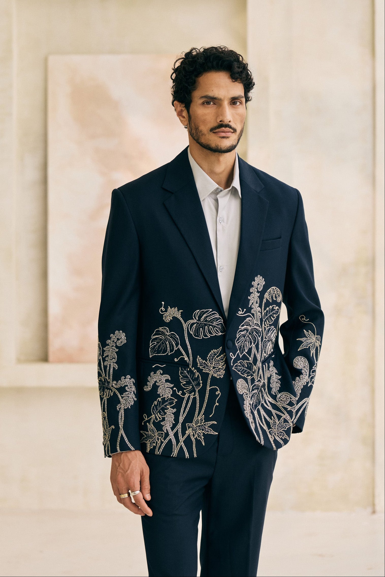 "Celestial Vines" hand embroidered blazer