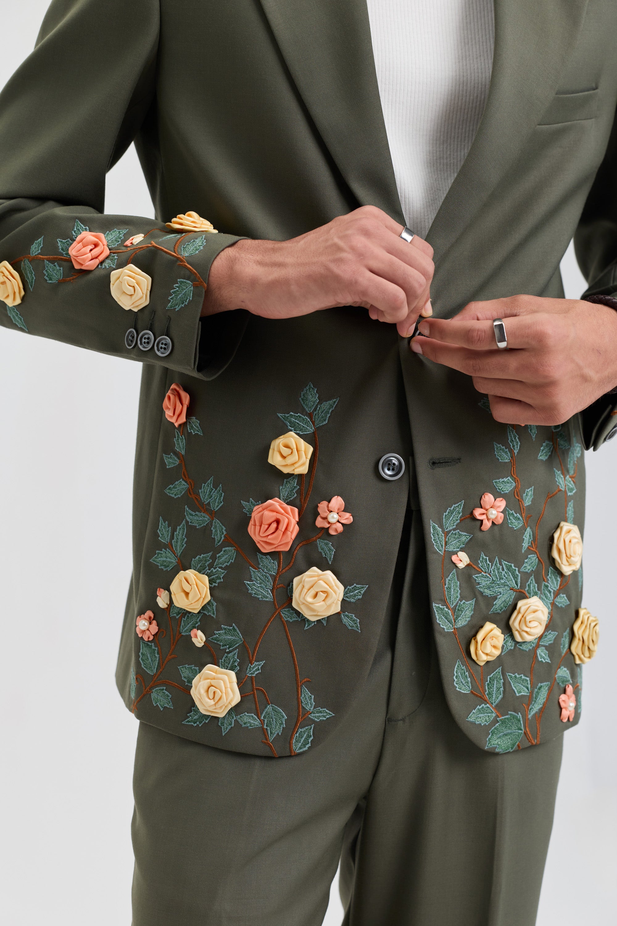 Summer floral hand embroidered Blazer