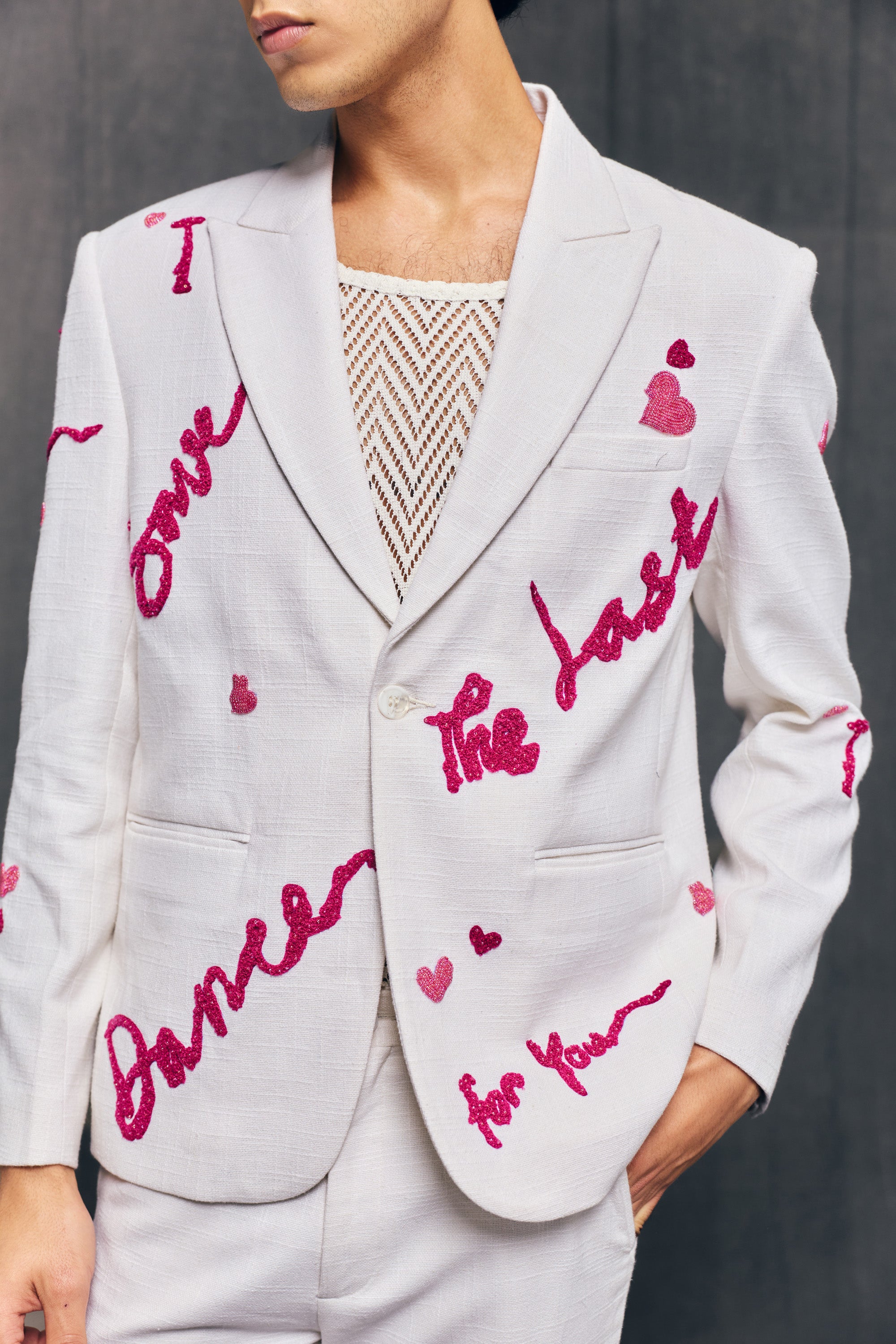 "Save the last dance" hand embroidered blazer