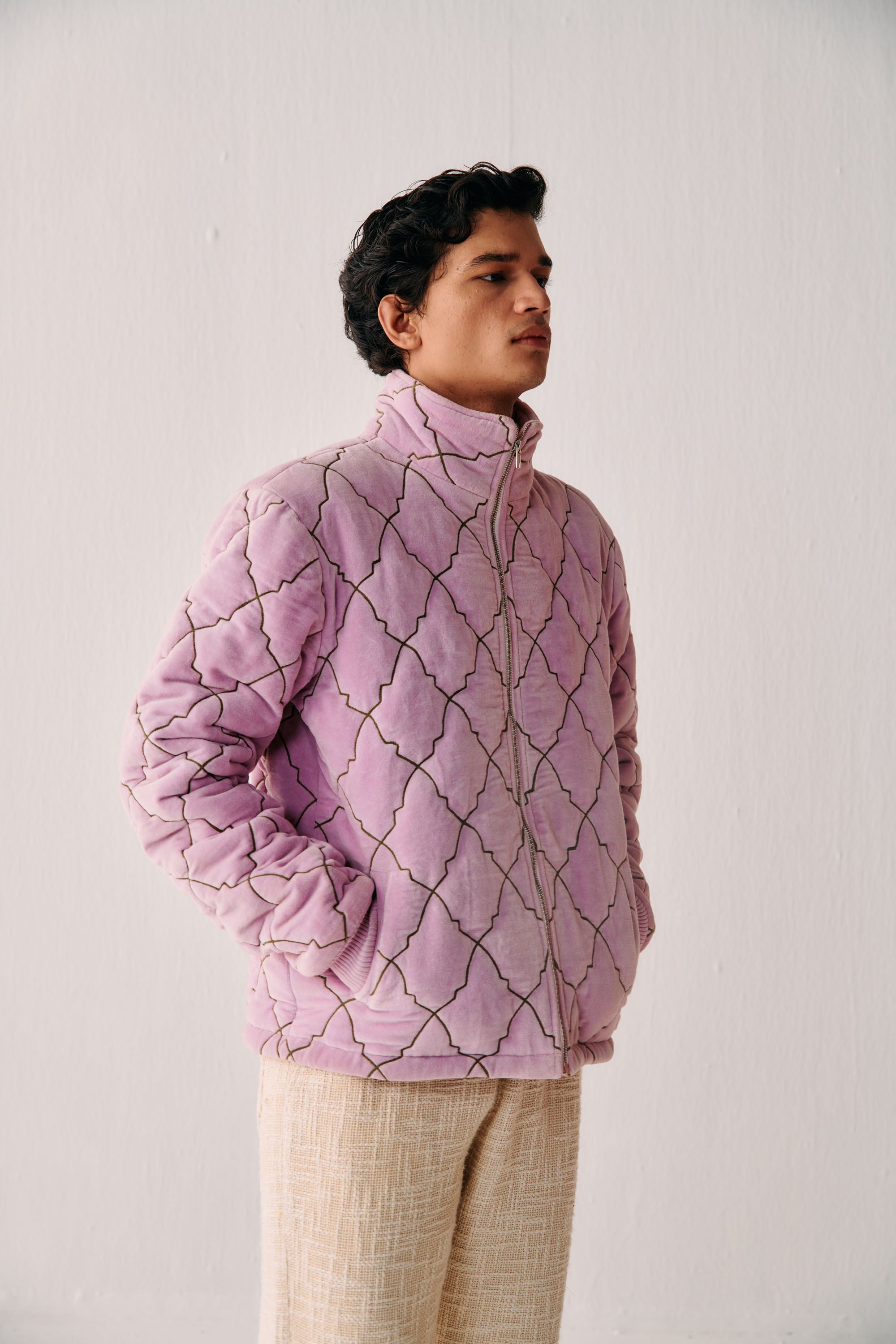 "Pink city" quilted jacket