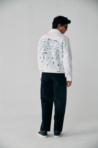 Ski lines hand embroidered jacket