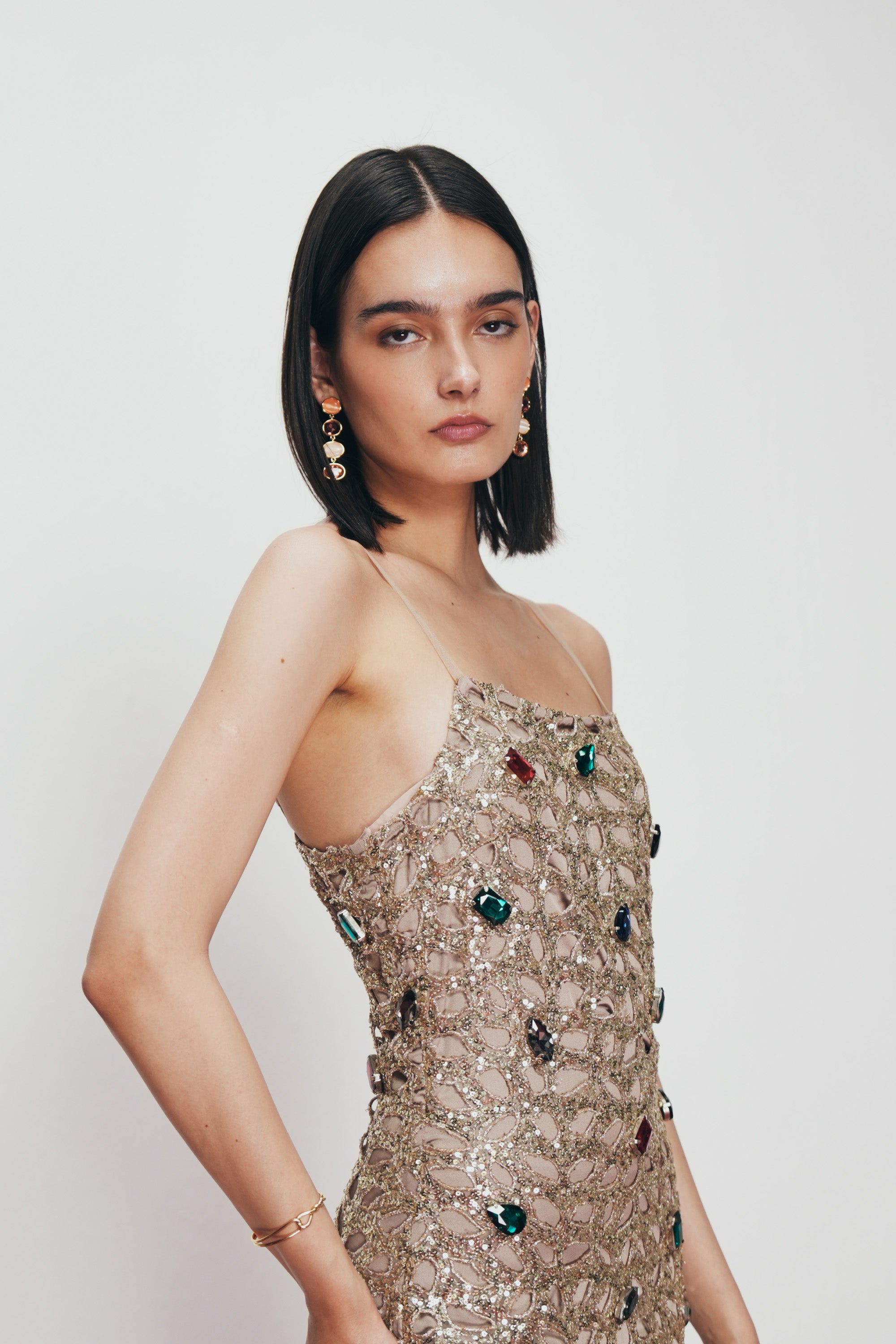 Champagne Mosaic embroidered dress
