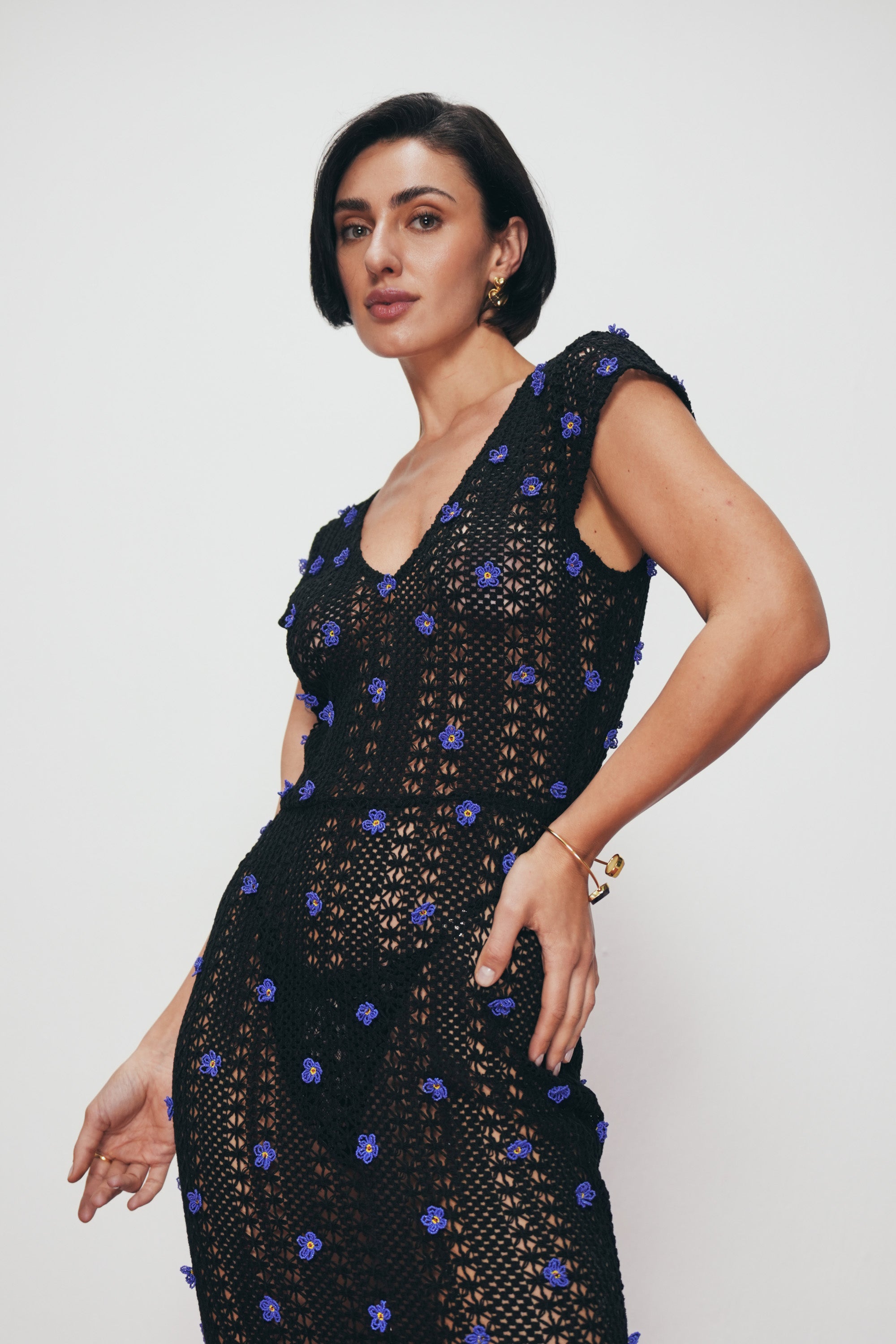 Amara hand beaded lace dress