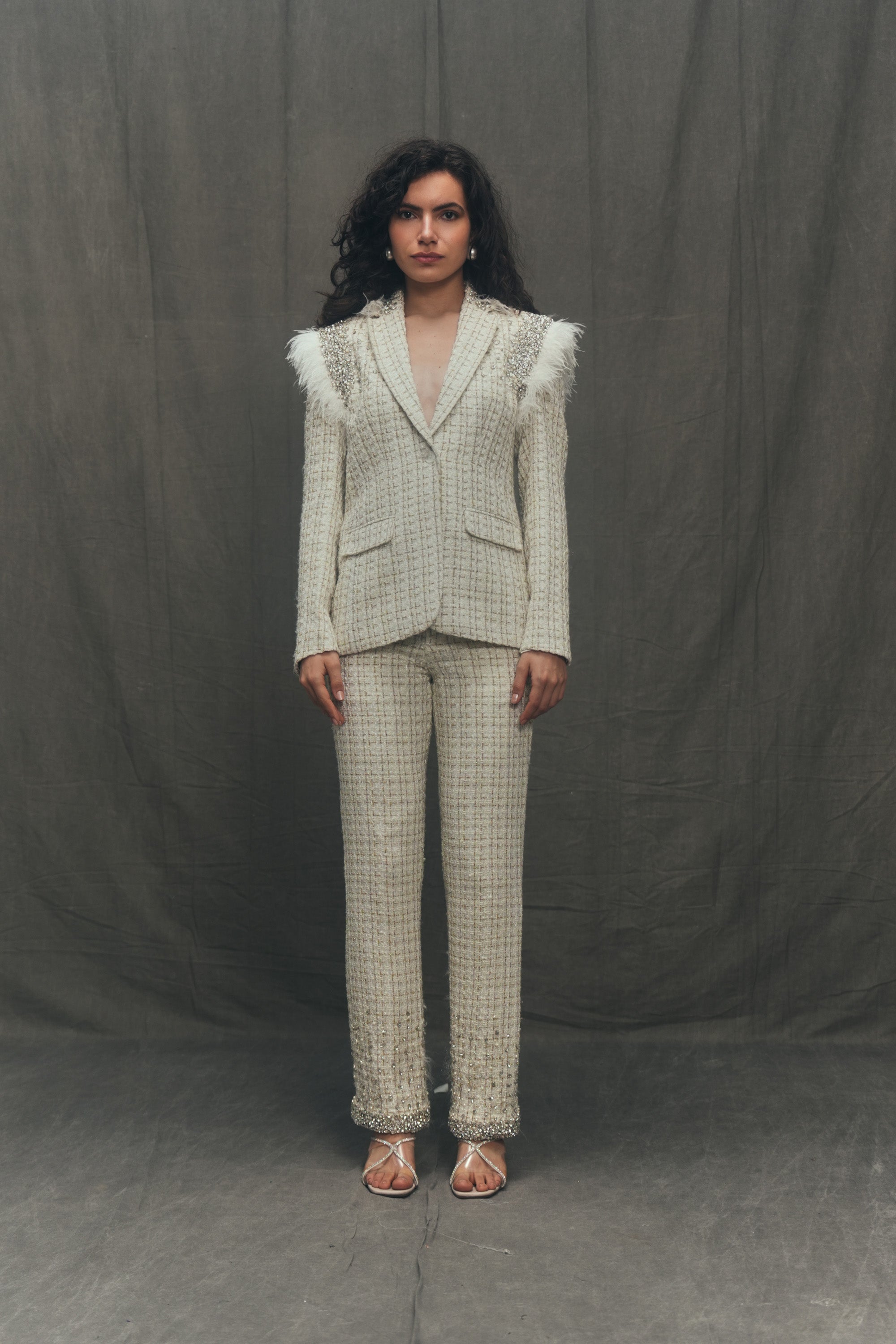 Vivian Hand-Embroidered Tweed Blazer