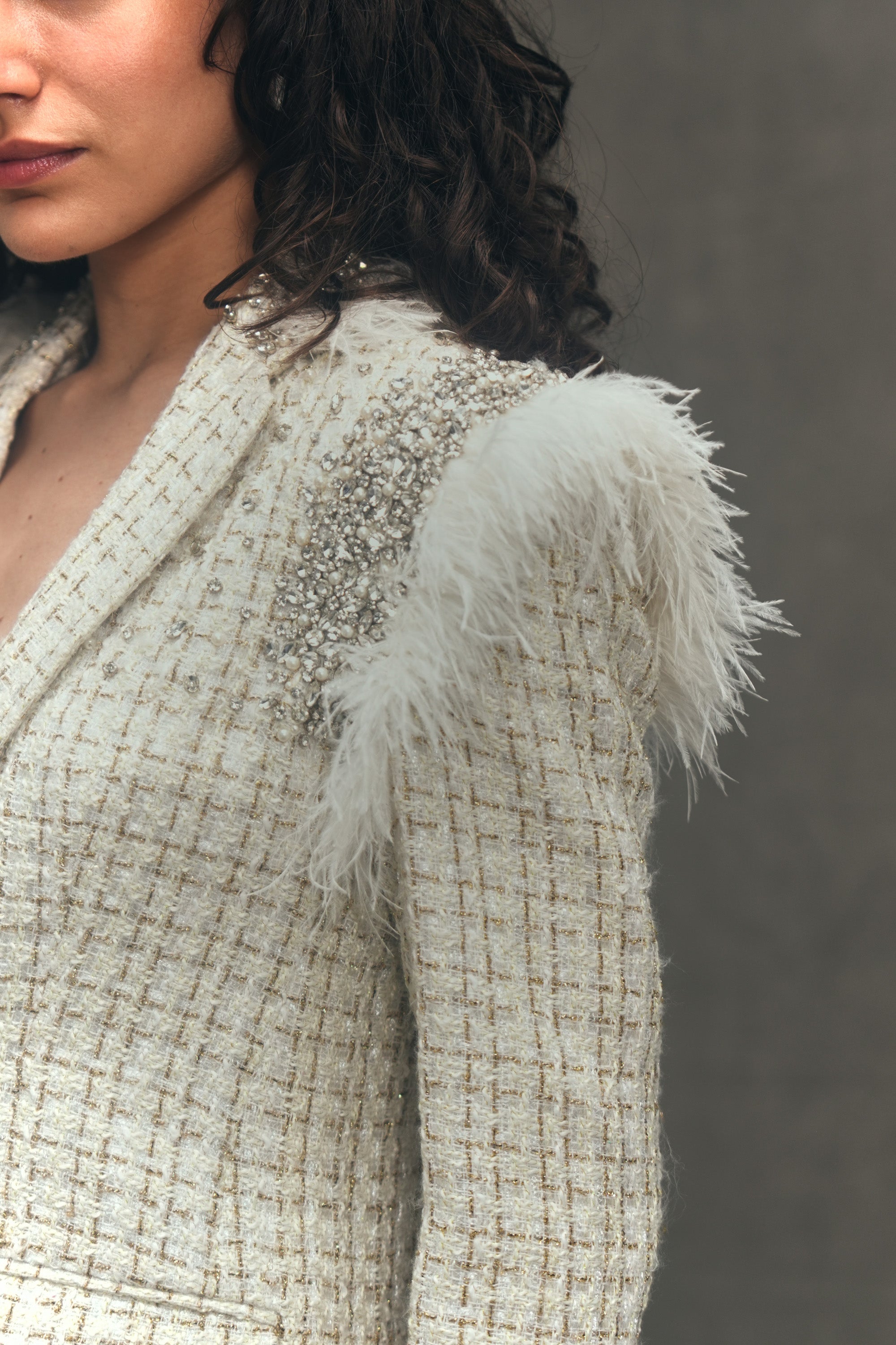 Vivian Hand-Embroidered Tweed Blazer