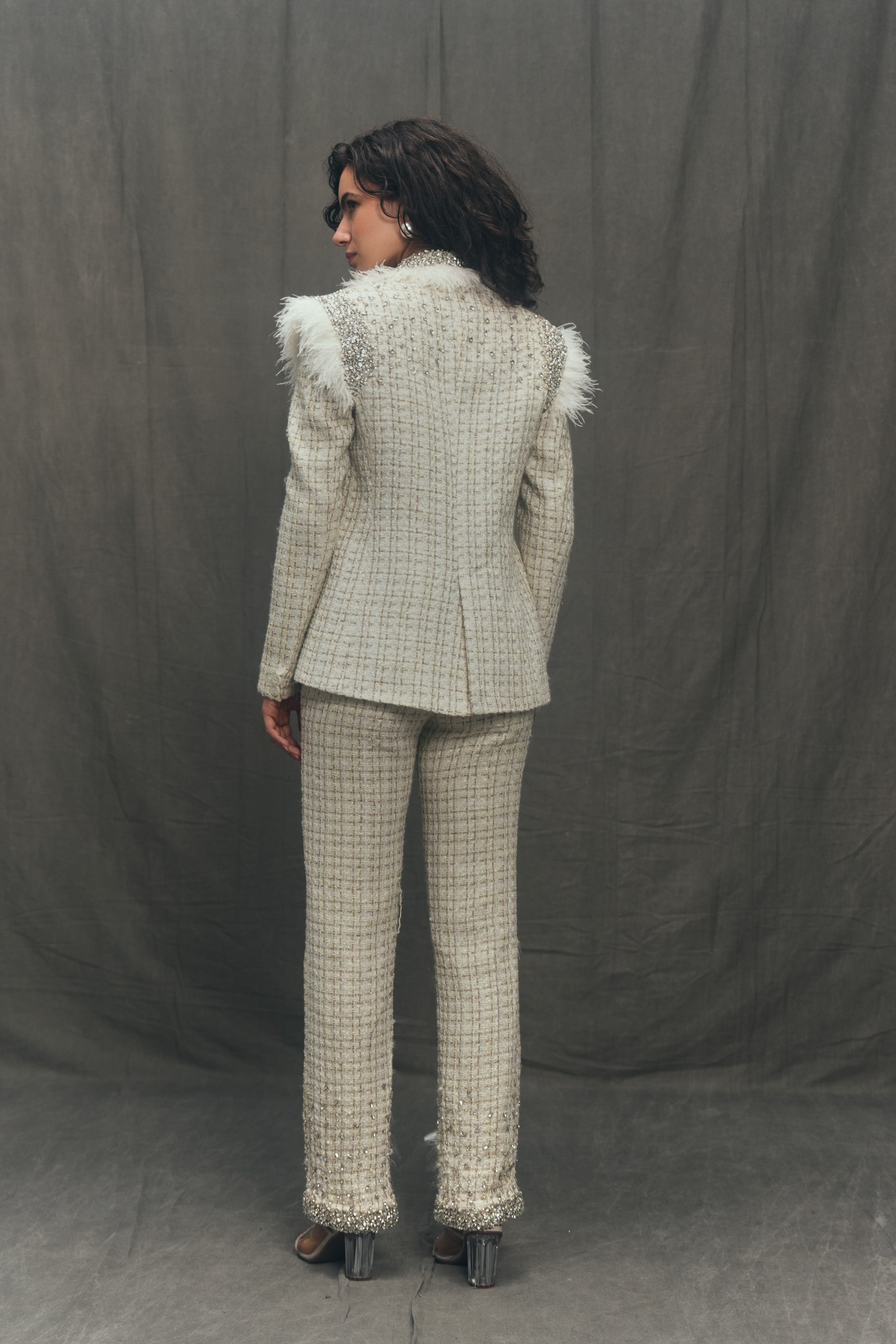 Vivianne hand embroidered tweed pants