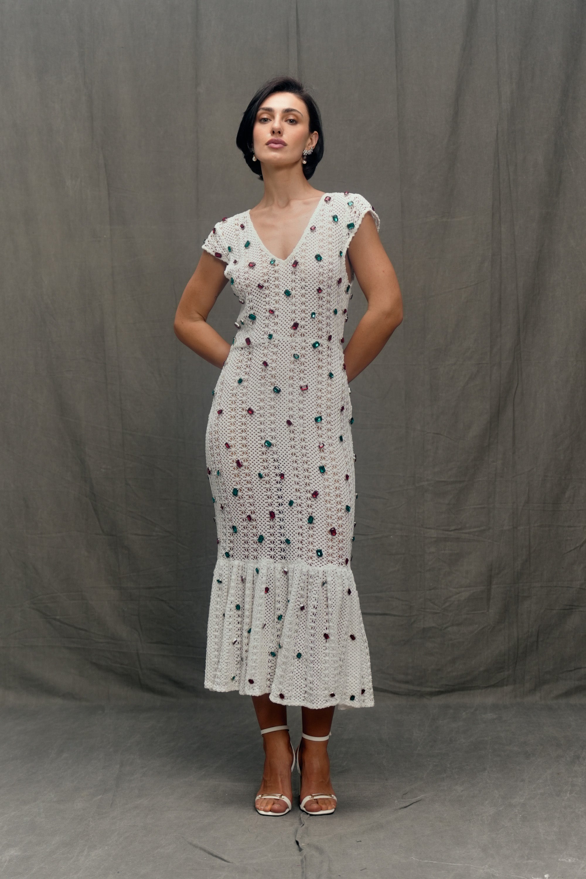 Ornella Embellished Knit Dress