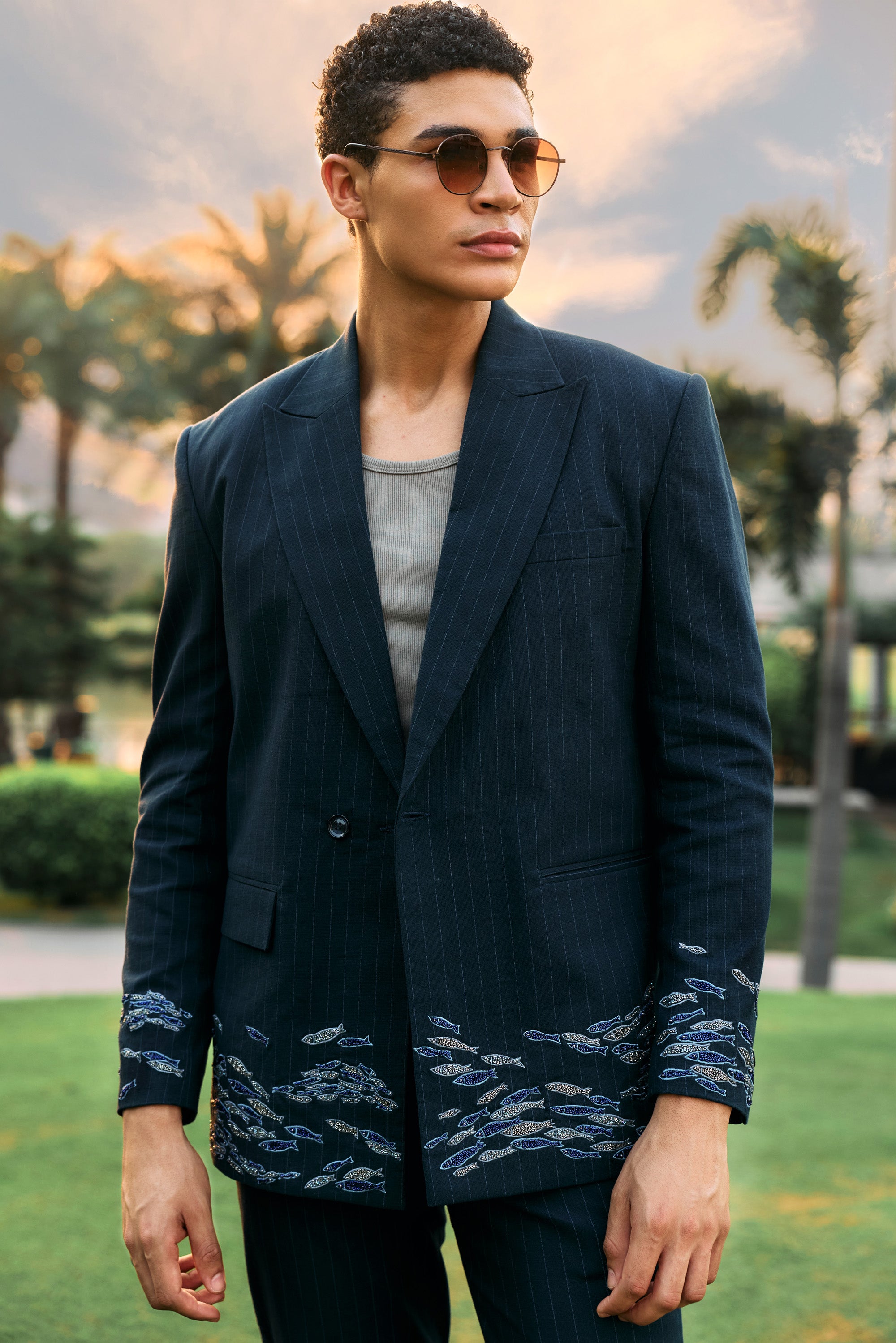 “Le Seychelles” hand embroidered blazer