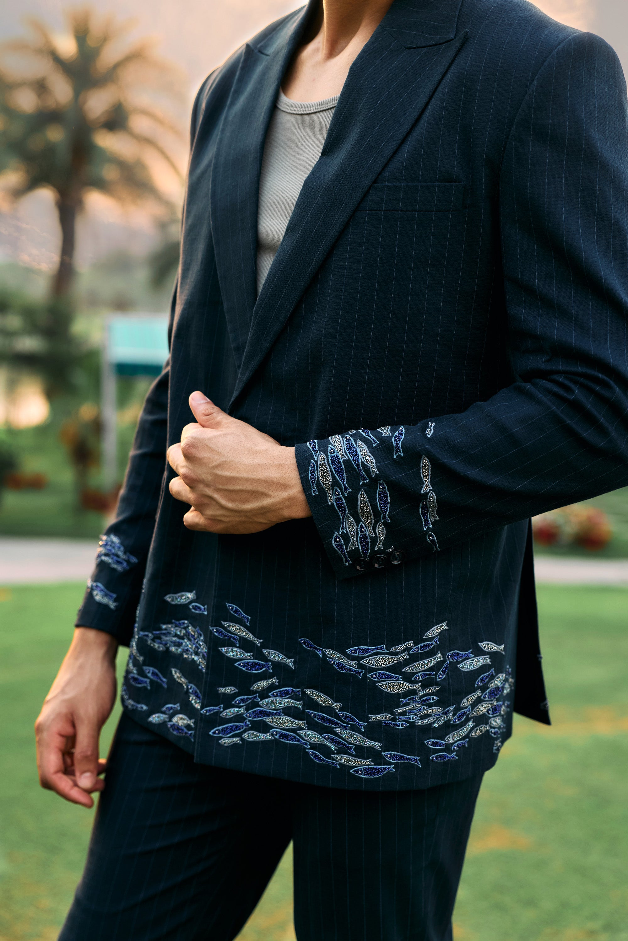 “Le Seychelles” hand embroidered blazer