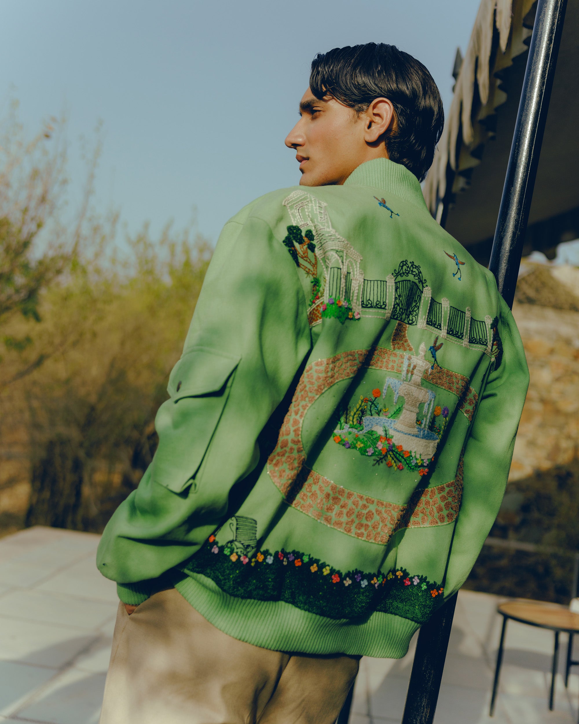 "Afternoon at the garden" hand embroidered jacket