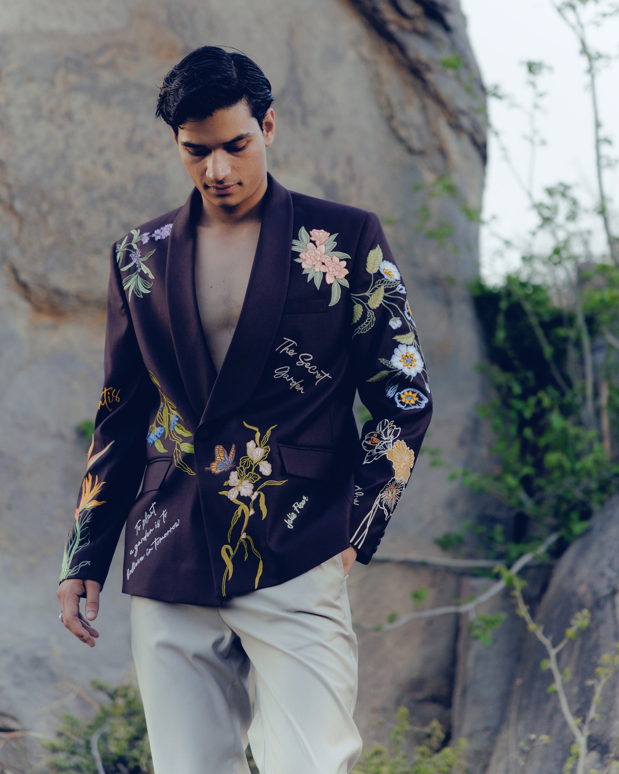 "The secret garden" embroidered casual wedding blazer
