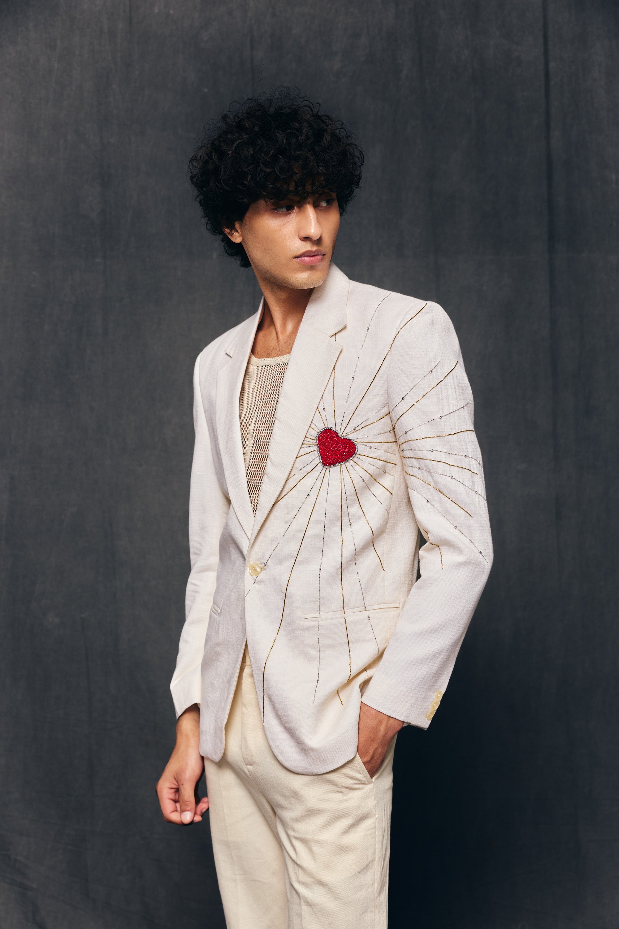 "Lover" hand embroidered blazer-