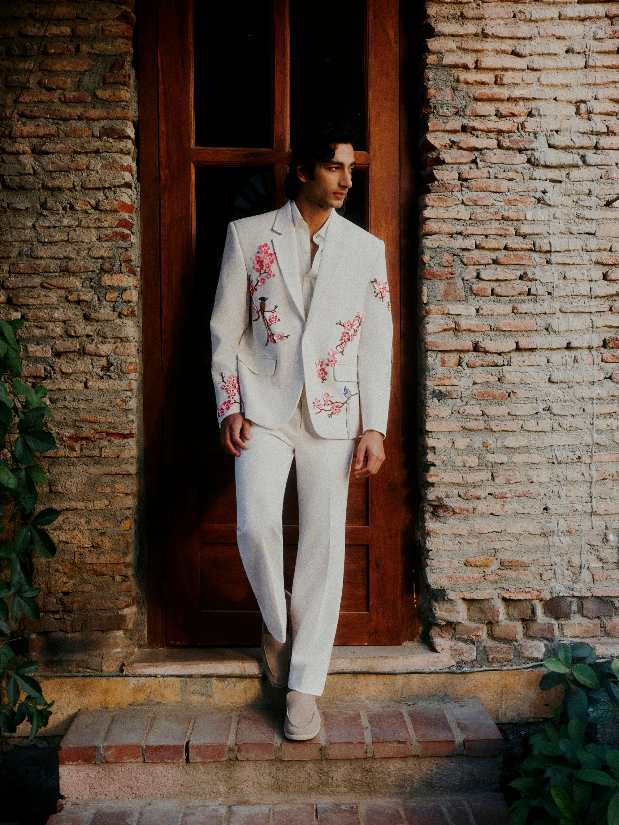 Textured Formal Pants- White