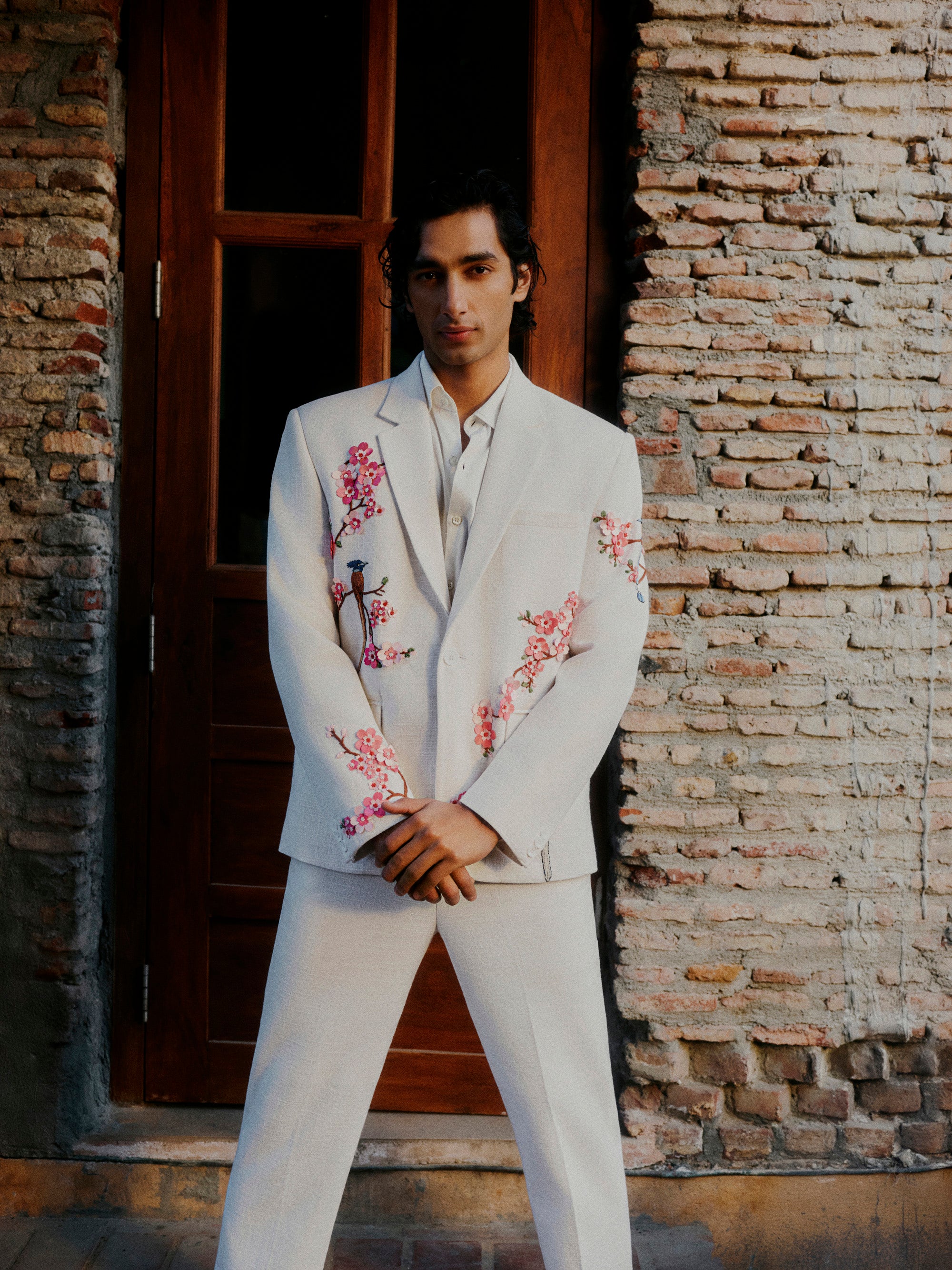 Textured Formal Pants- White