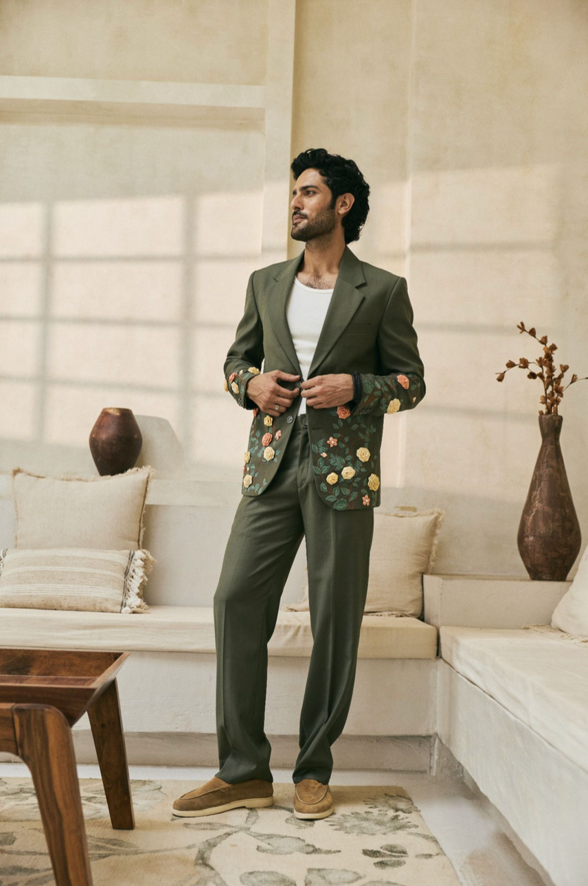 Summer floral hand embroidered Blazer
