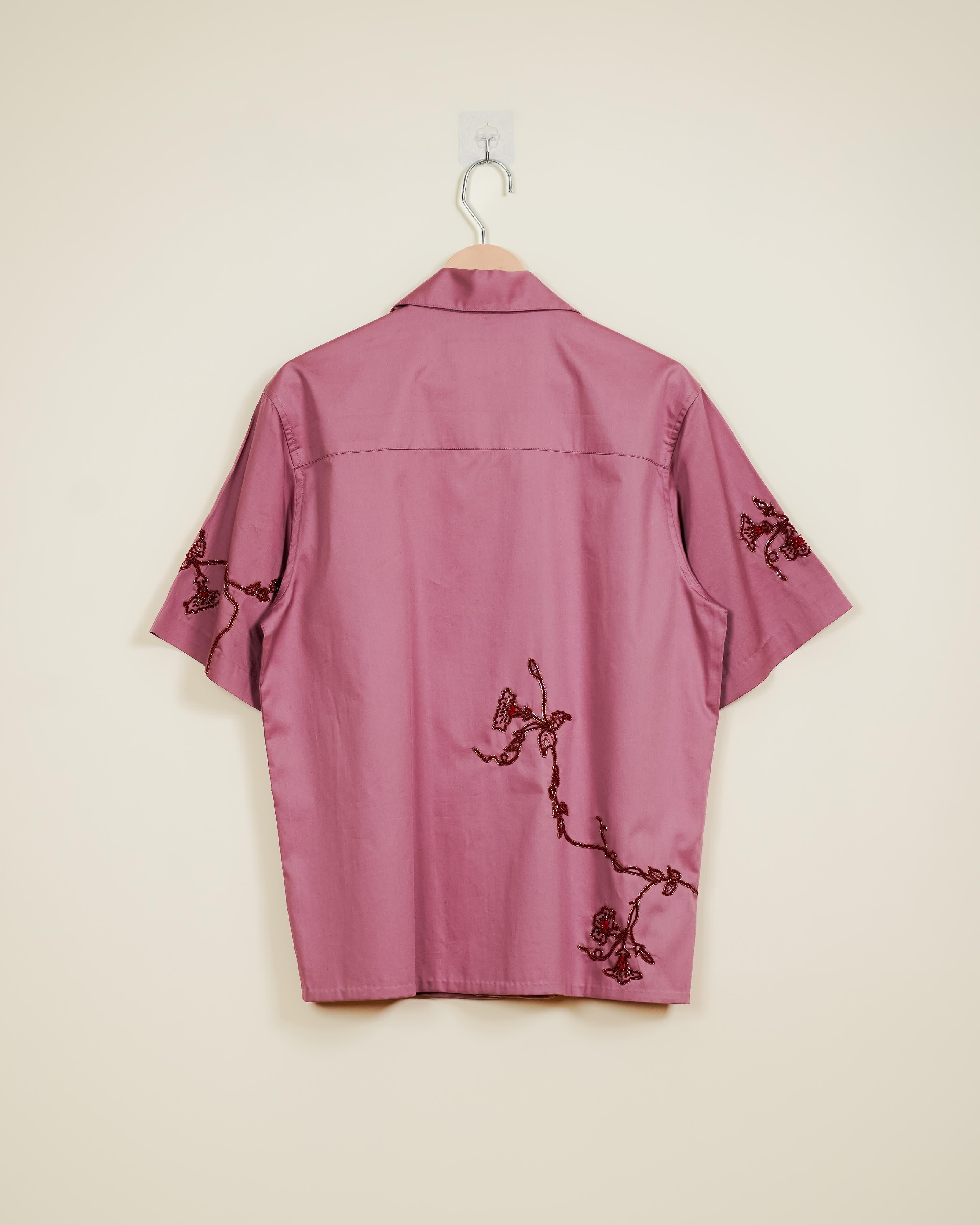 Raspberry Glaze Hand-Embroidered Shirt