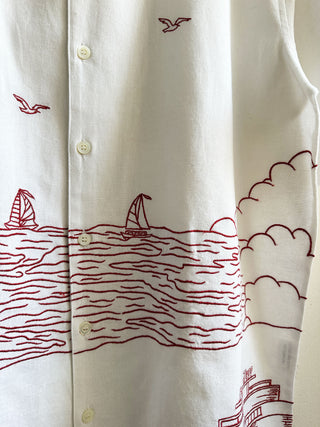 "Day at the harbor" embroidered Shirt