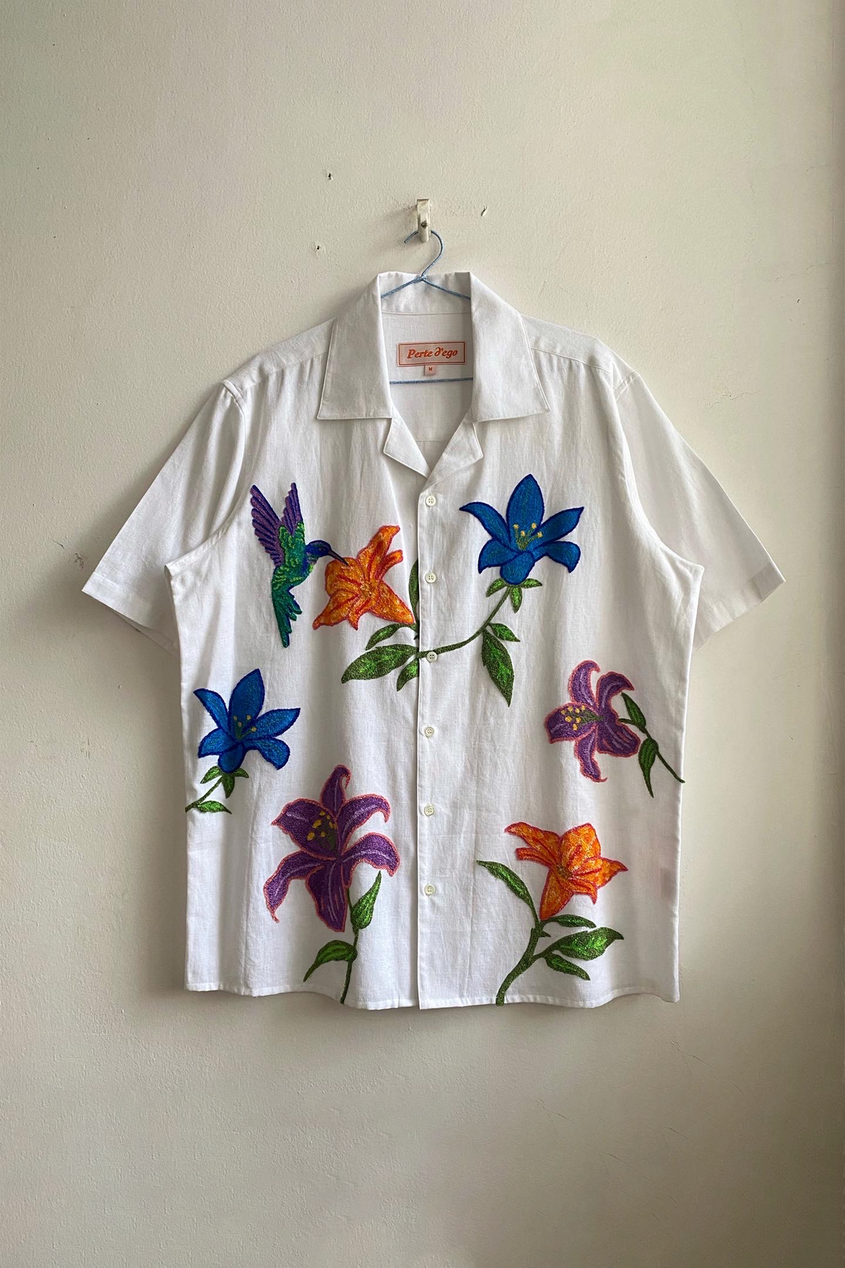 Hummingbird embroidered Linen shirt