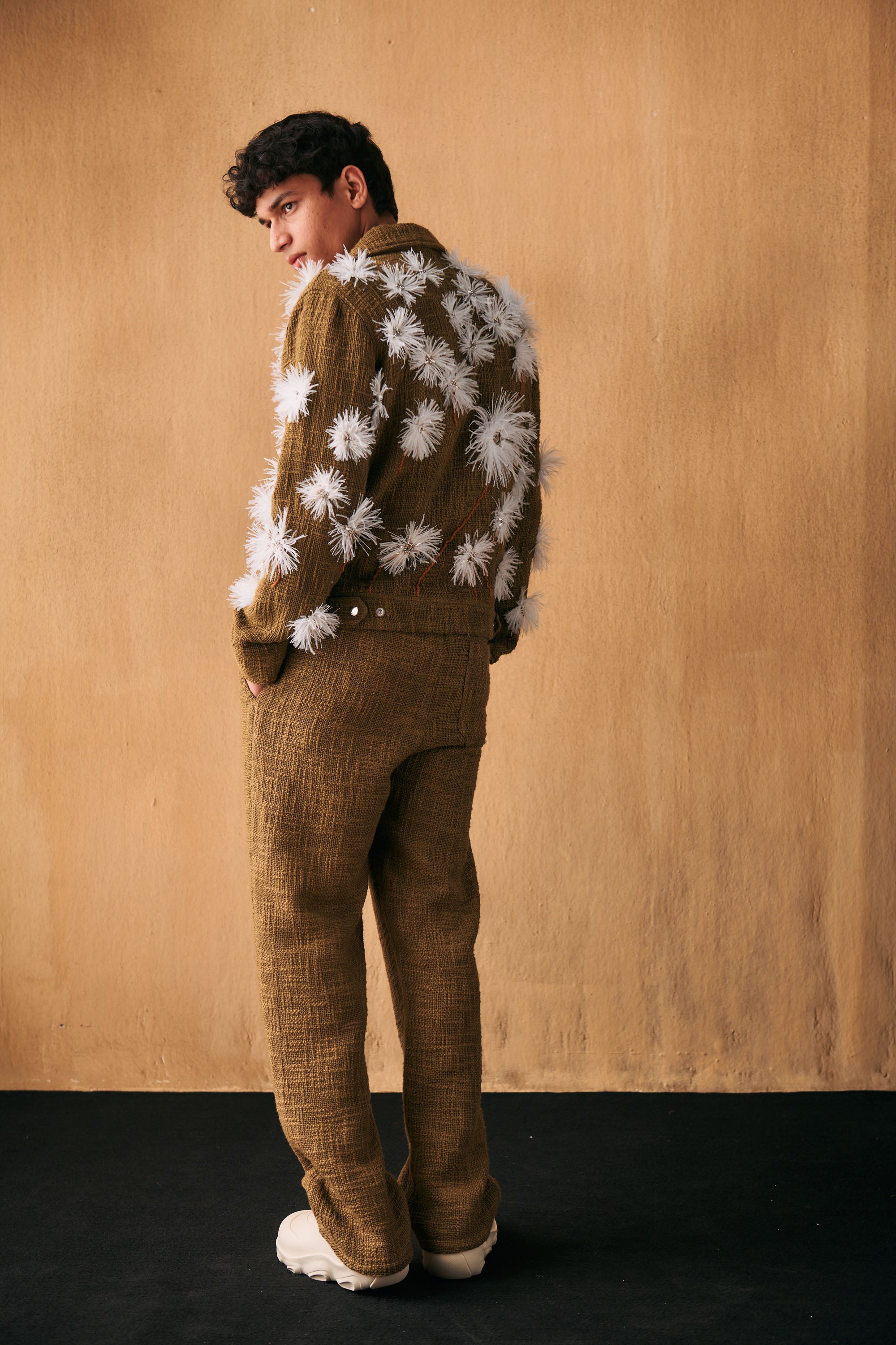 Textured lounge pants- Olive