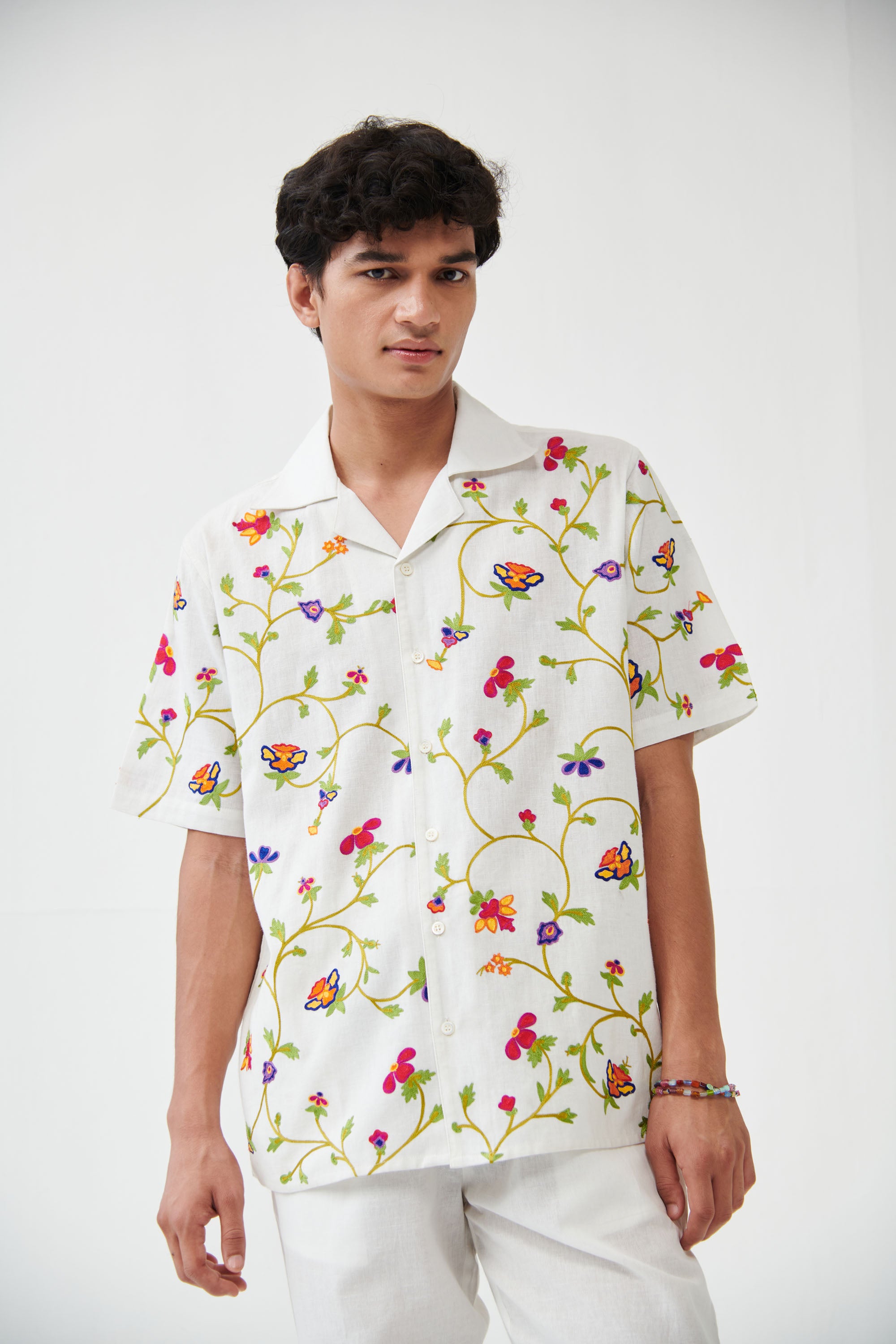 green emerald velvet dress La VallÃ E Embroidered Shirt